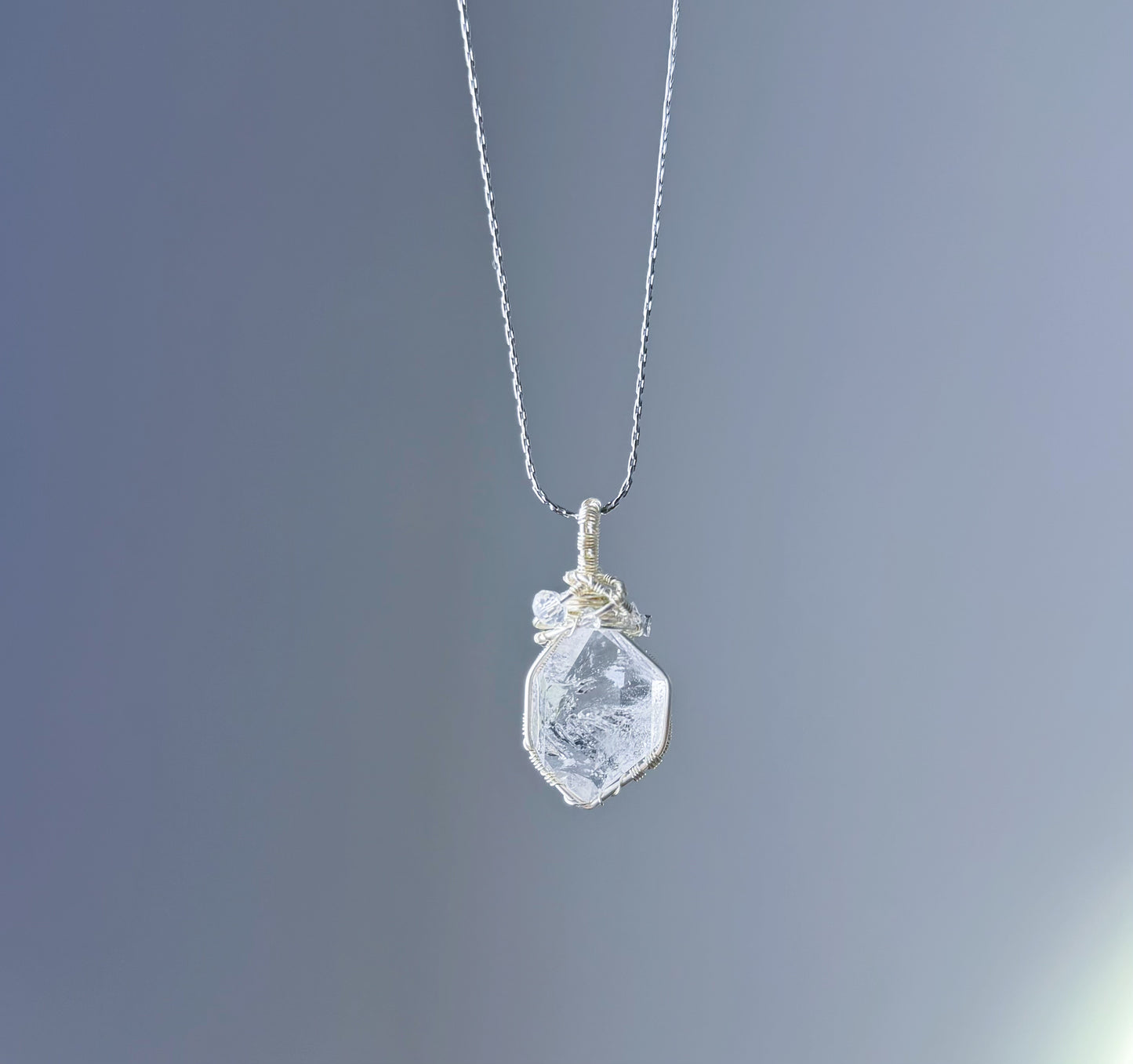 Quartzberry - Natural Herkimer Diamond Natural Crystal Wire Wrapped Necklace - One-of-a-kind