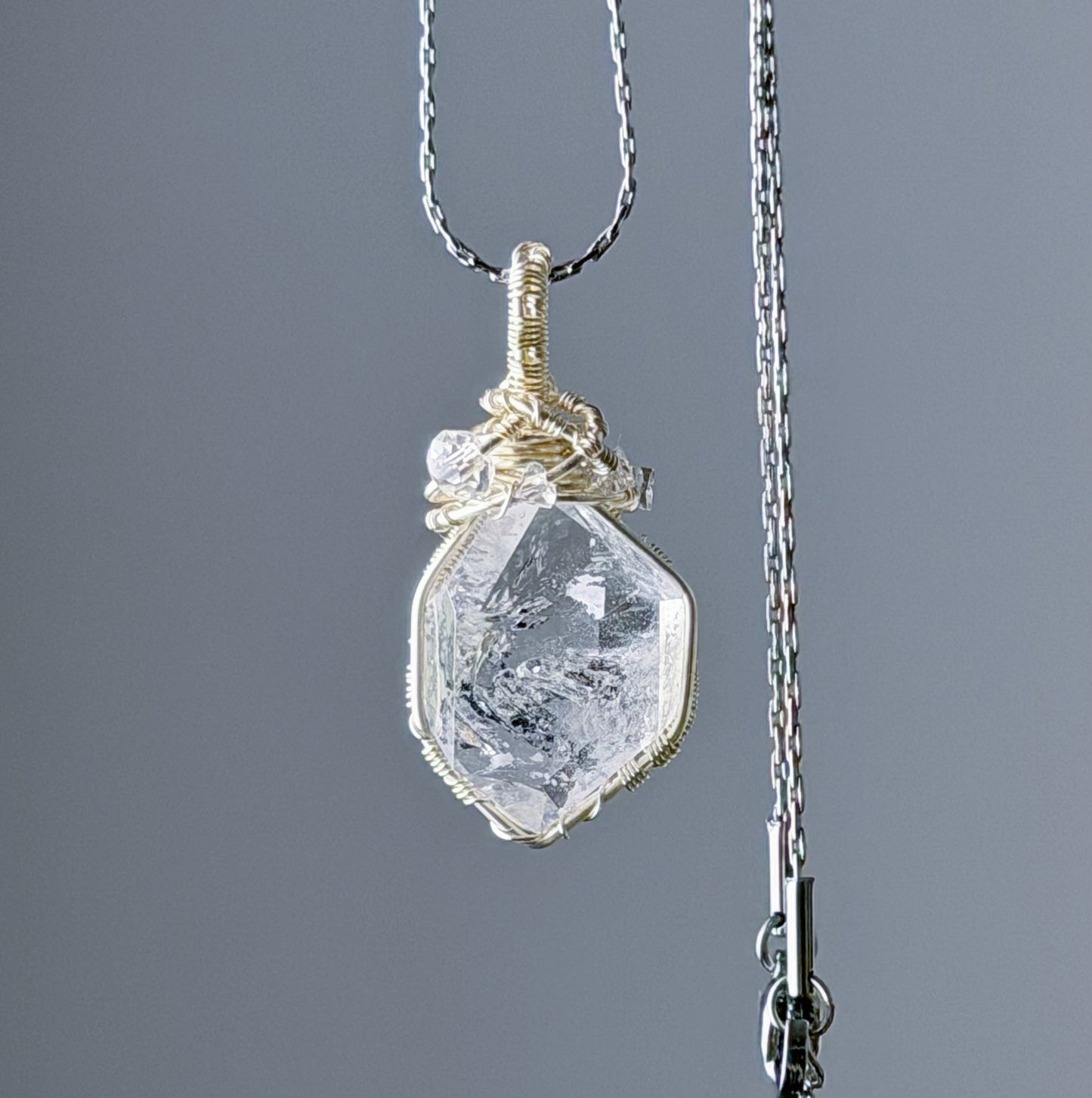 Quartzberry - Natural Herkimer Diamond Natural Crystal Wire Wrapped Necklace - One-of-a-kind