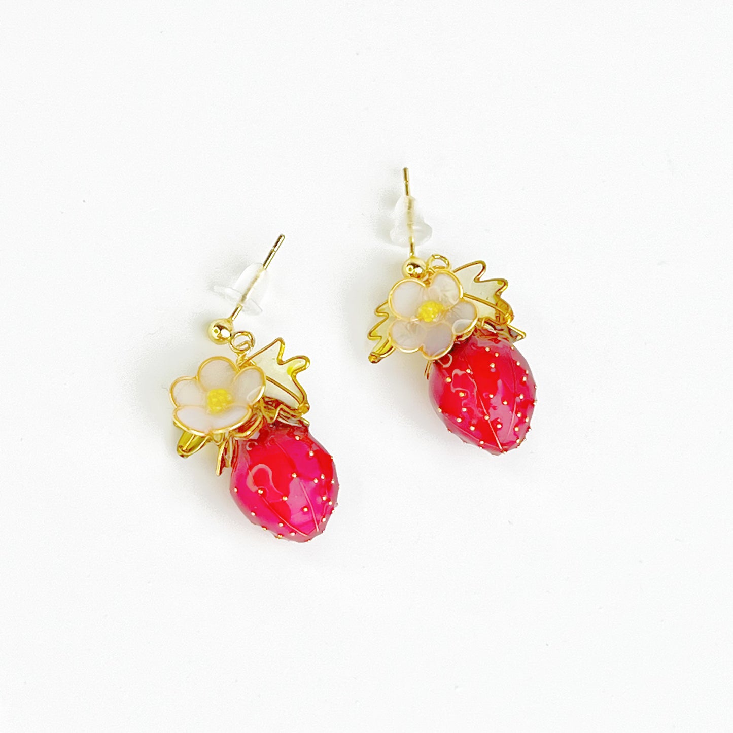 Handmade Strawberry Plant Earrings-Ninaouity