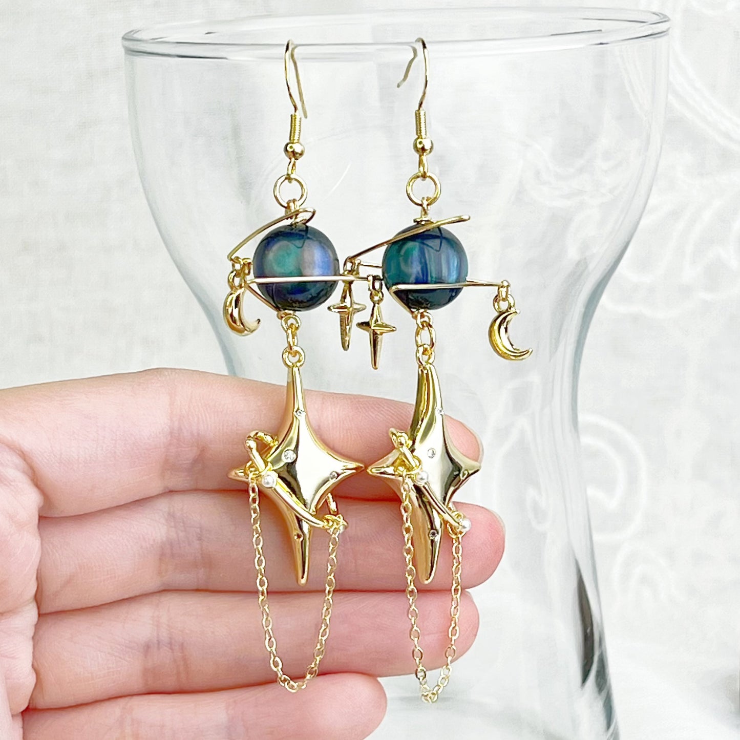 Green Planet and Polaris Earrings-Ninaouity
