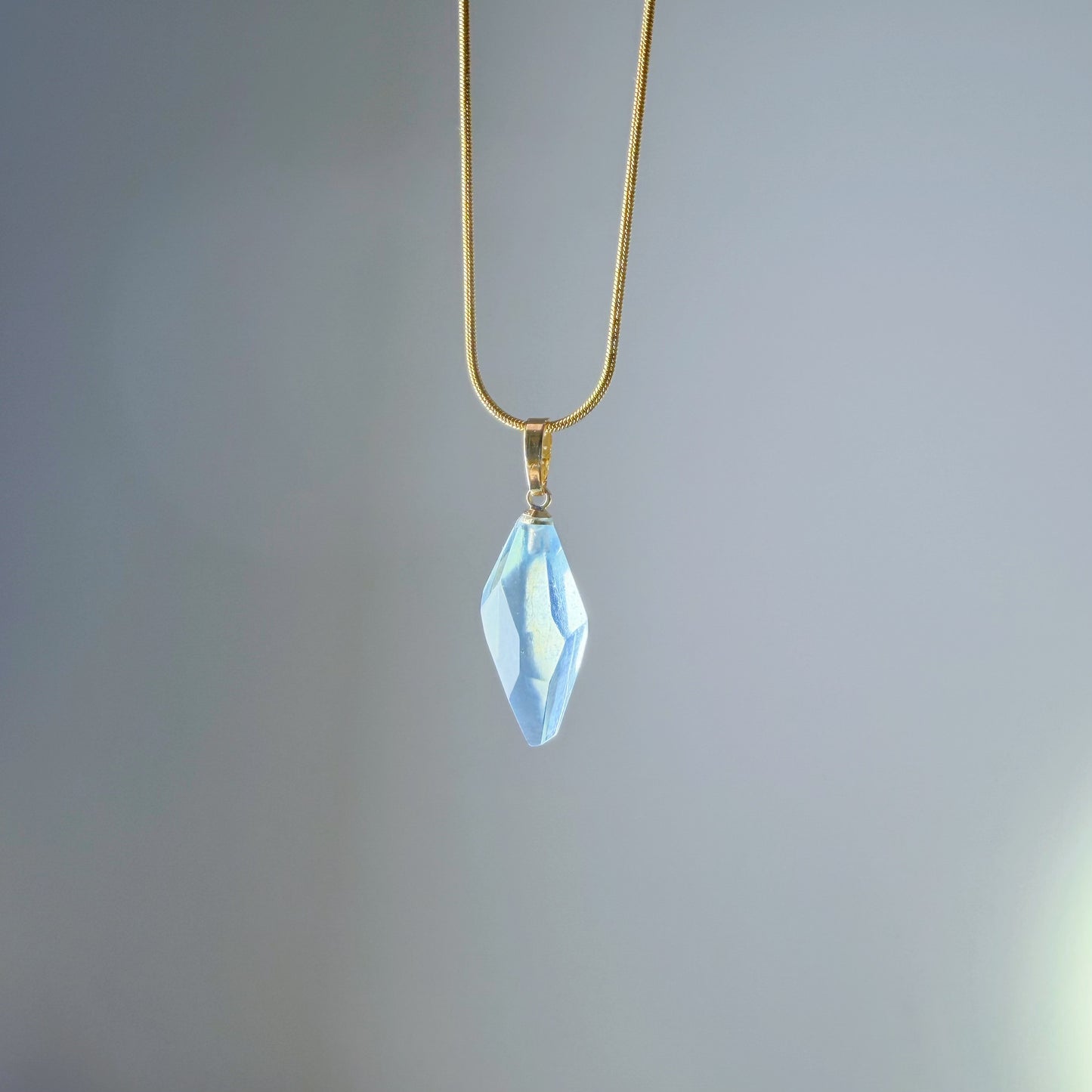 The Only One Handmade Blue Aquamarine Natural Crystal Necklace