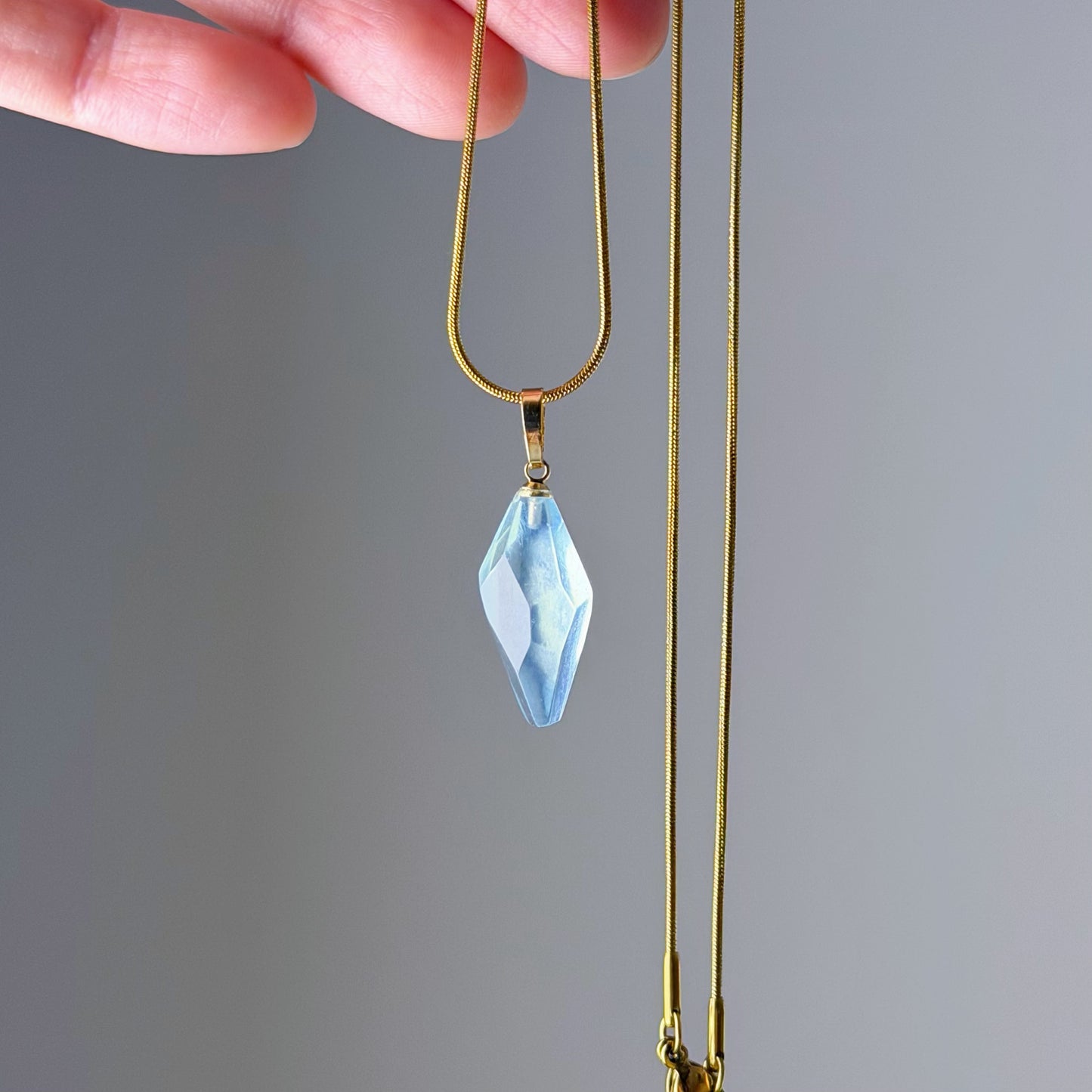 The Only One Handmade Blue Aquamarine Natural Crystal Necklace