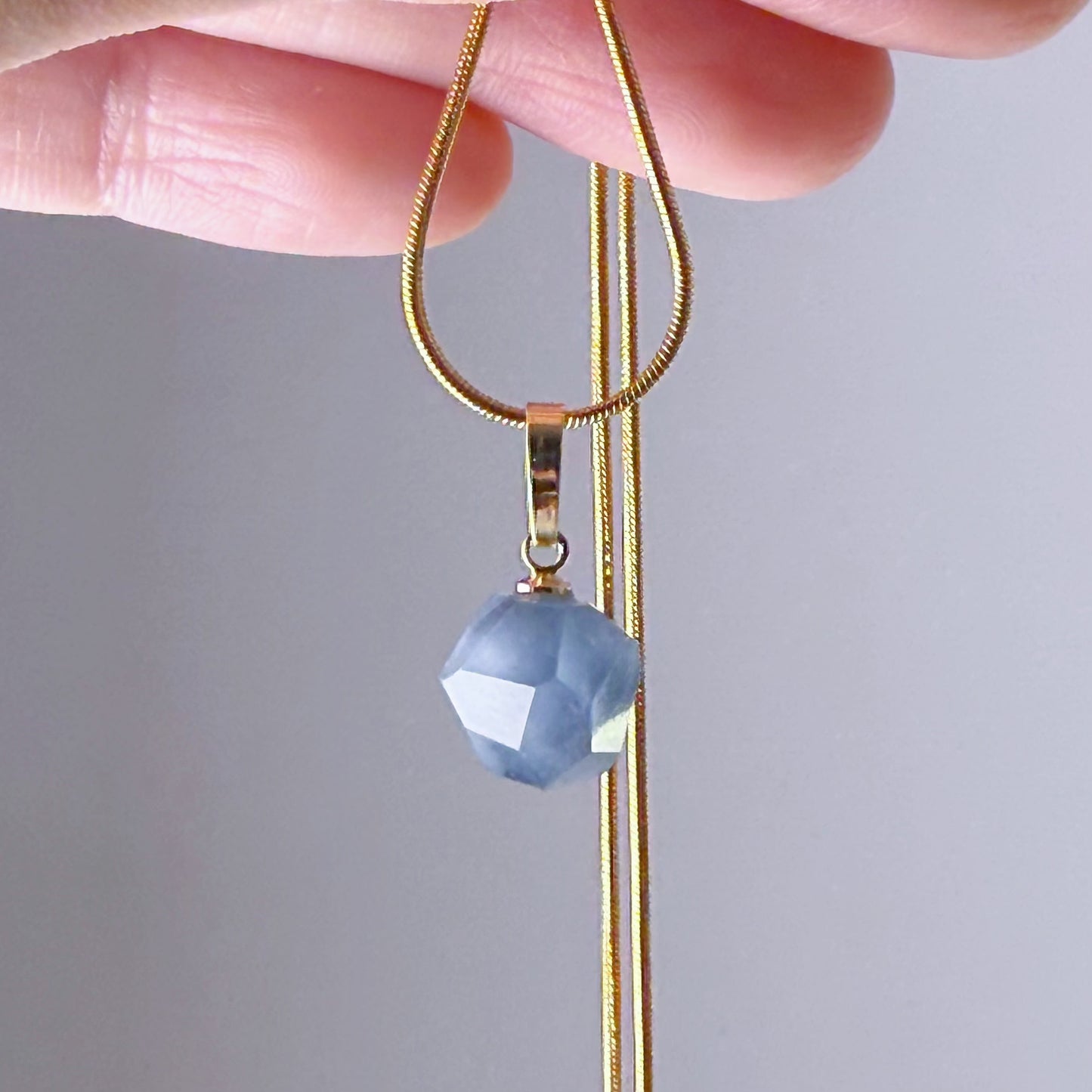 The Only One Handmade Dark Blue Rutilated Quartz Natural Crystal Pendant Necklace