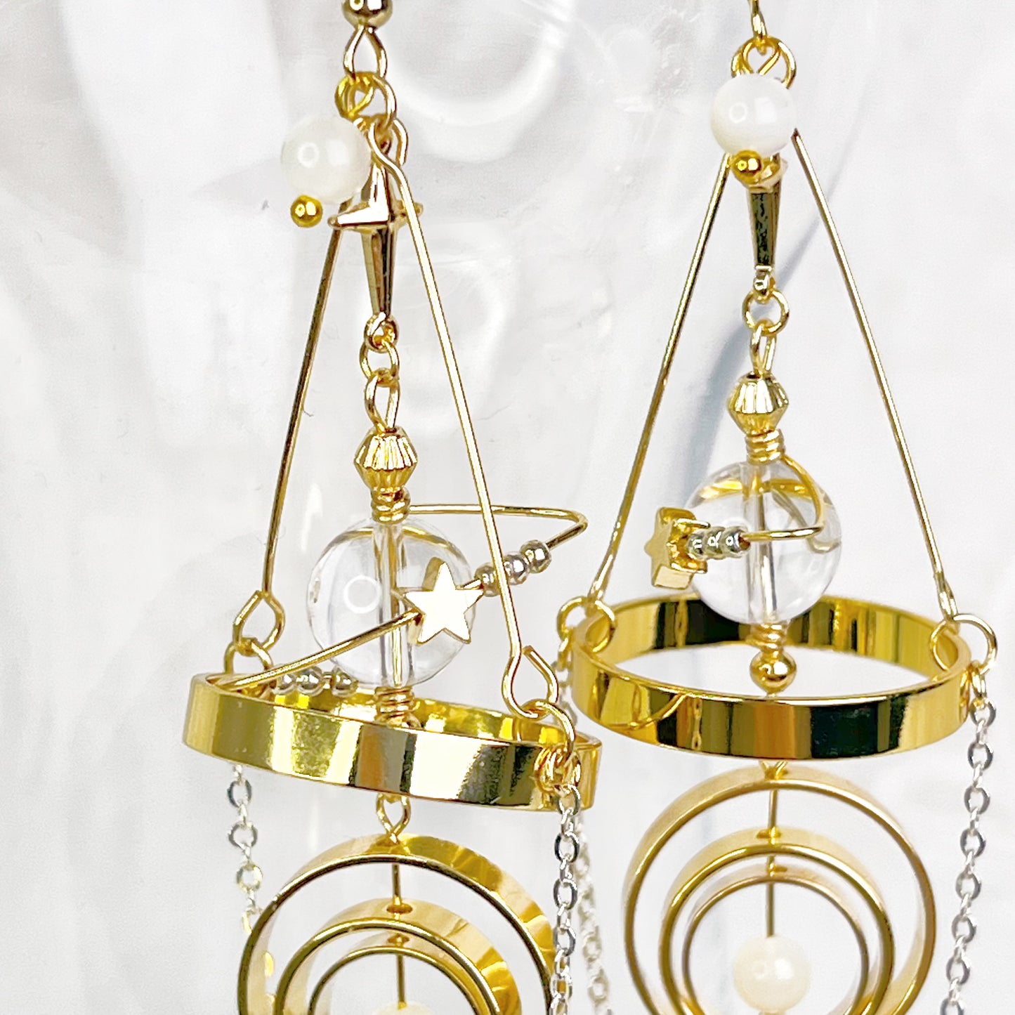 Solar System Clear Quartz Planet Earrings - Sun Catcher Style-Ninaouity