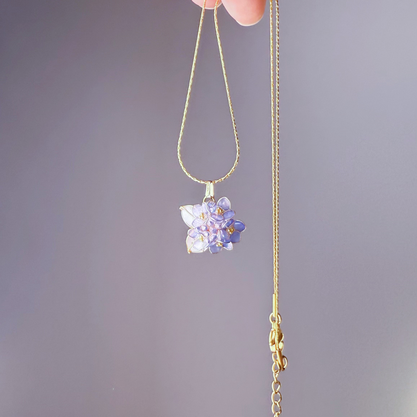 Handmade Blue Hydrangeas Flower Bouquet Necklace-Ninaouity