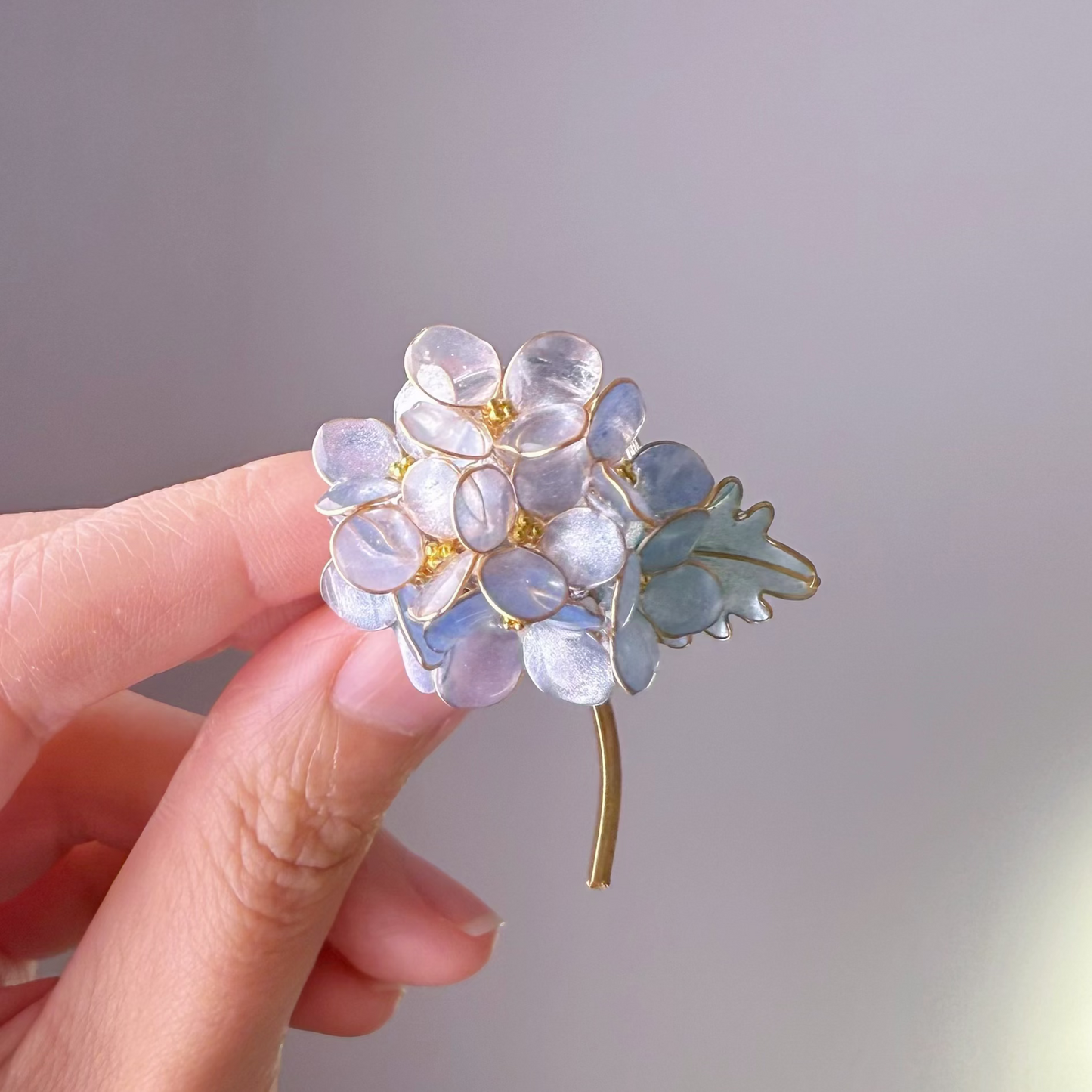 Handmade Blue Hydrangeas Flower Bouquet Brooch and Hair Clip-Ninaouity