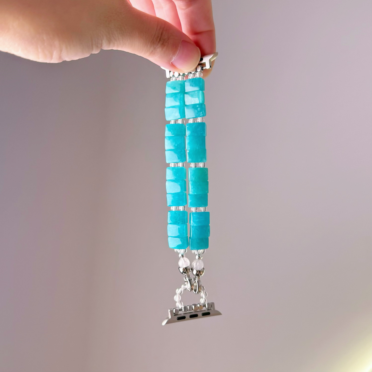 Natural Amazonite Crystal Double Chain Apple Watch Strap-Ninaouity