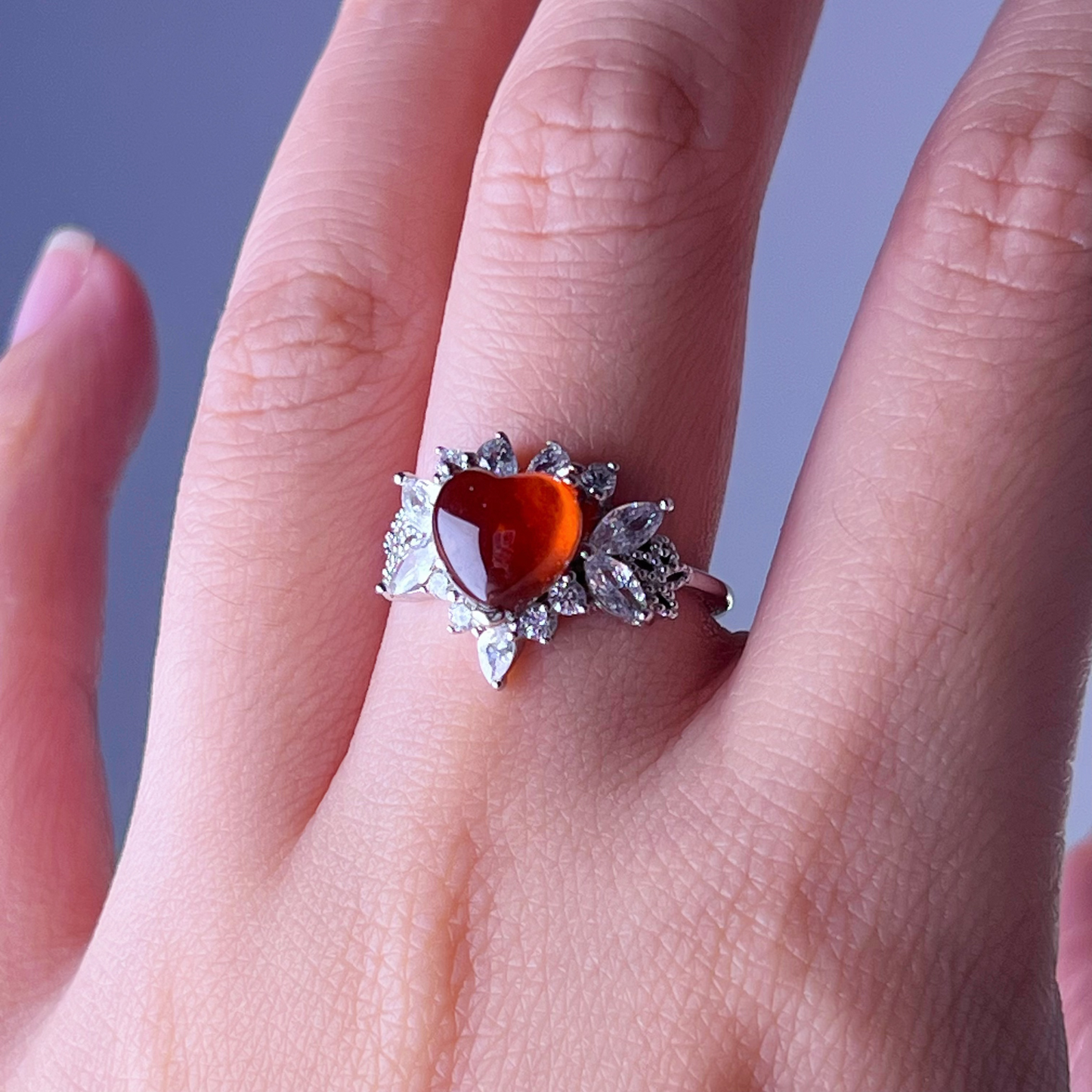 Garnet Heart Cabochons Cut Statement Ring-Ninaouity