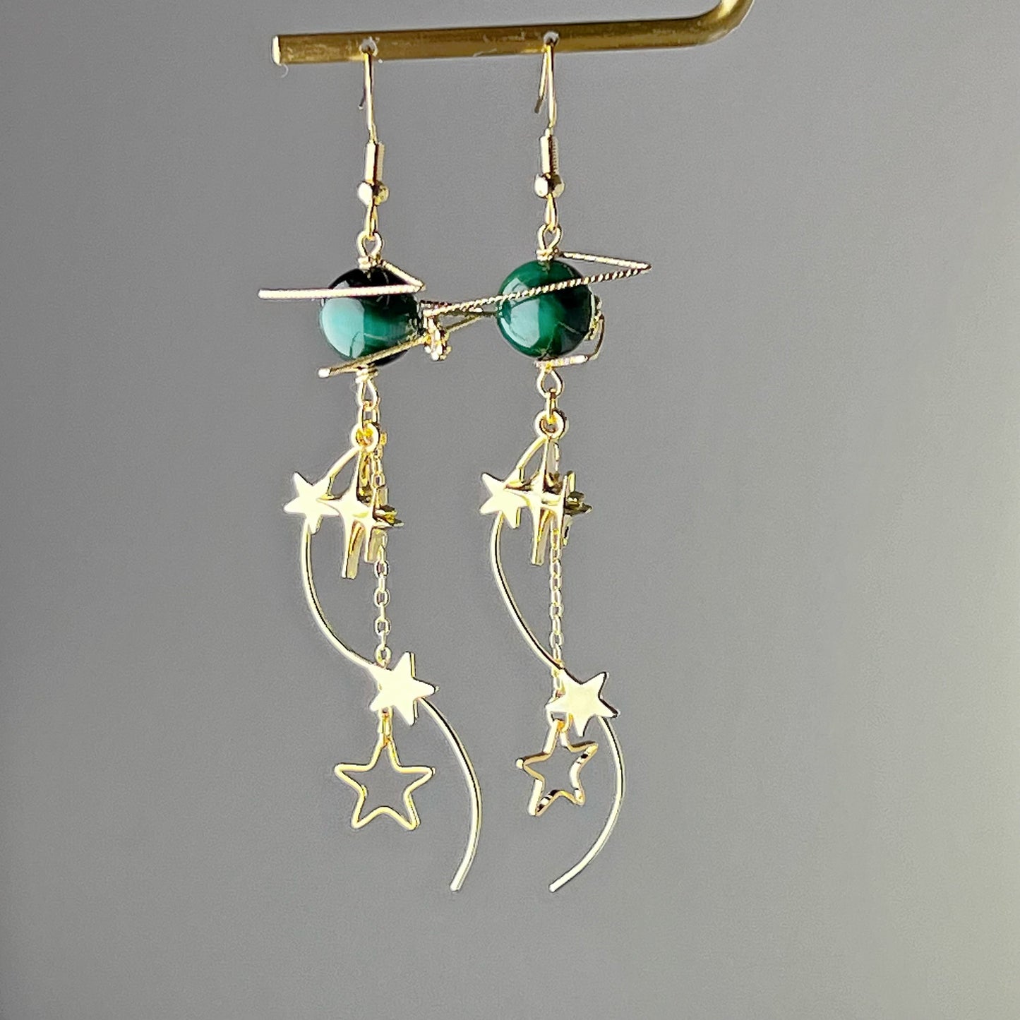 Tiger's Eye Jupiter Planet and Milky Walk Earrings-Ninaouity