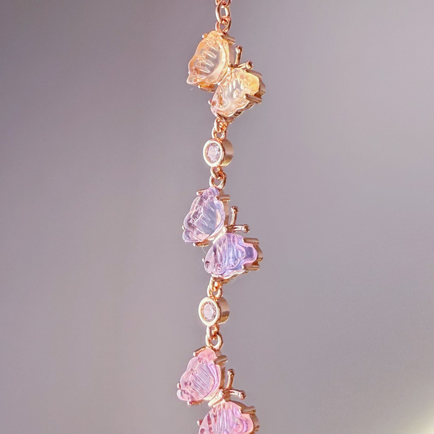 Rose Gold Rainbow Butterflies Fluorite Crystal Bracelet-Ninaouity