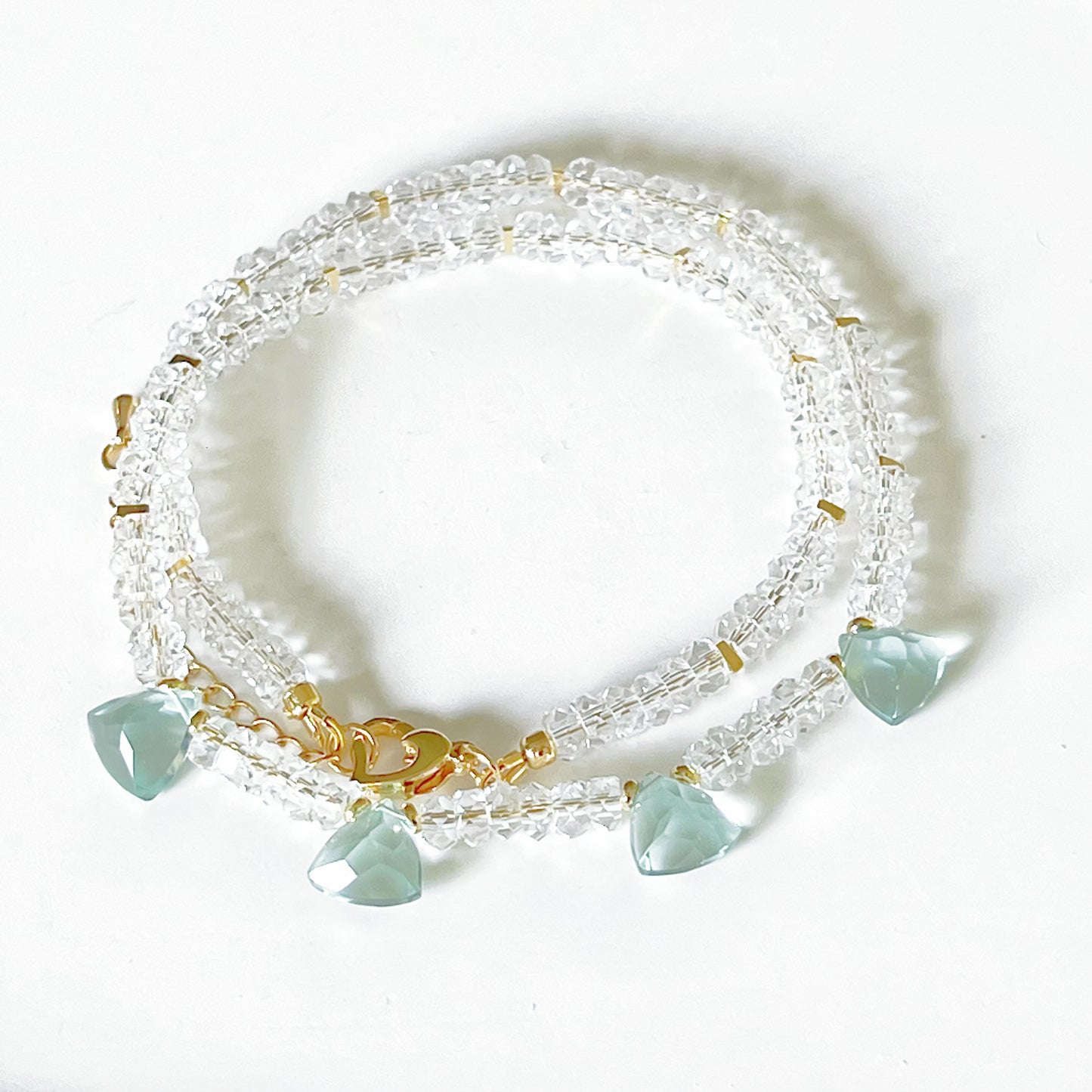Trillion Cut Green Tear Drops Quartz Crystal Necklace-Ninaouity