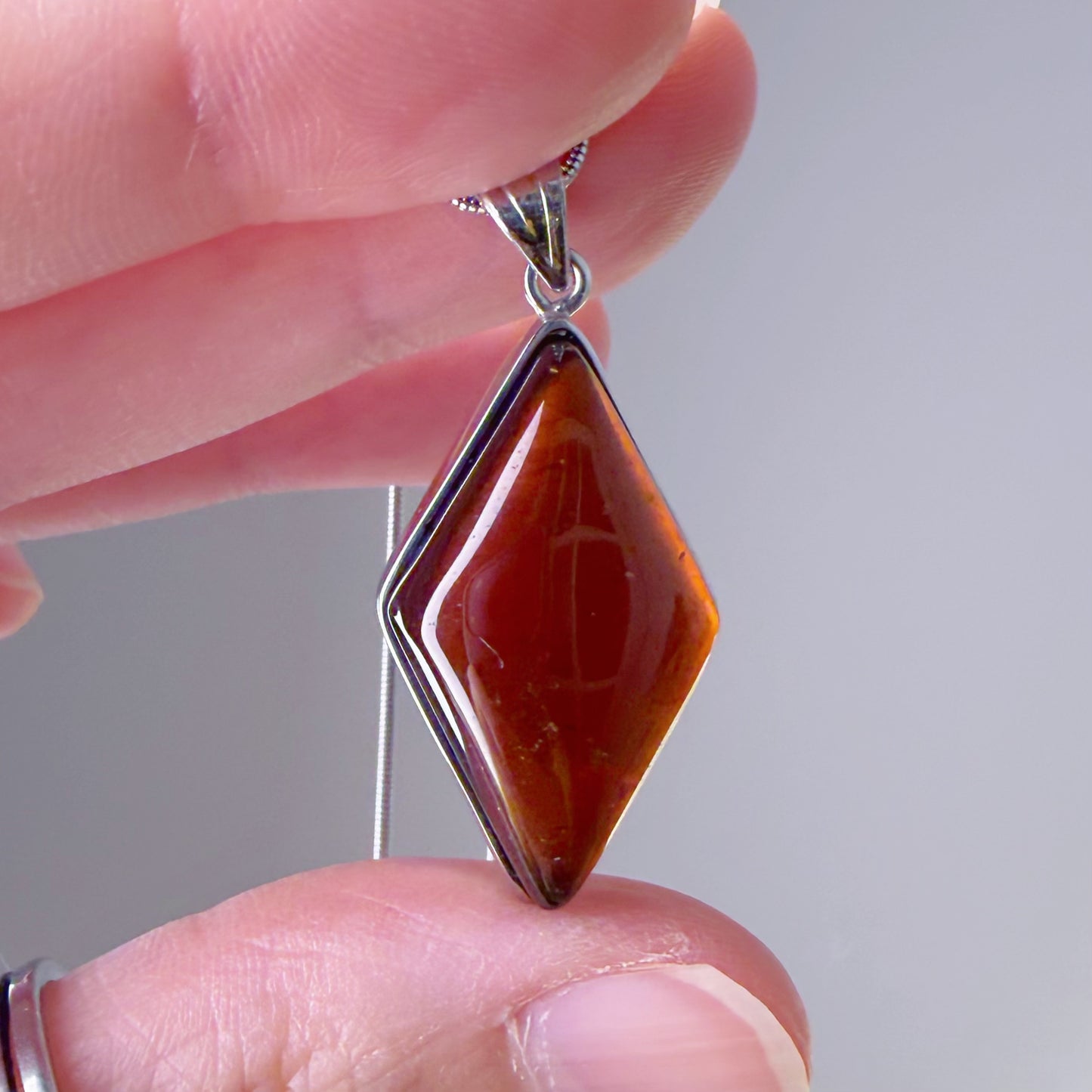 Quartzberry - Root Chakra Natural Red Garnet Diamond Shape Gemstone Crystal Necklace - One-of-a-kind