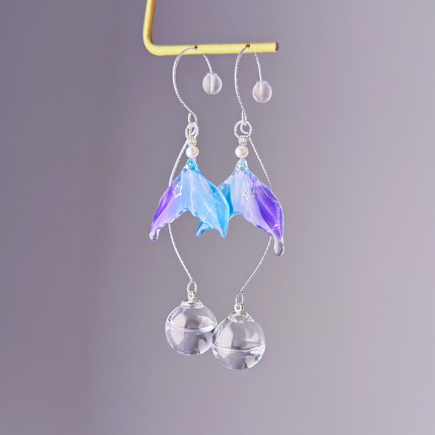 Mermaid Tail and Bubbles Statement Earrings