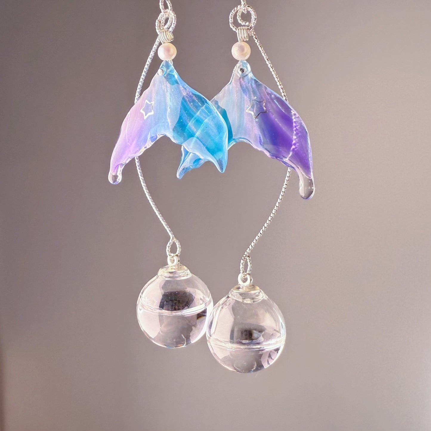 Mermaid Tail and Bubbles Statement Earrings