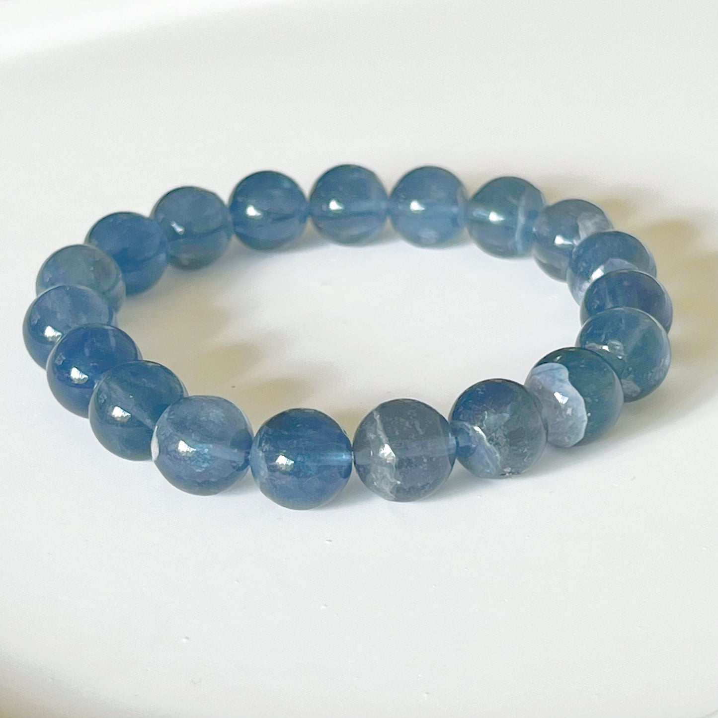 Third Eye and Throat Chakra Natural Blue Fluorite Crystal Bracelet-Ninaouity