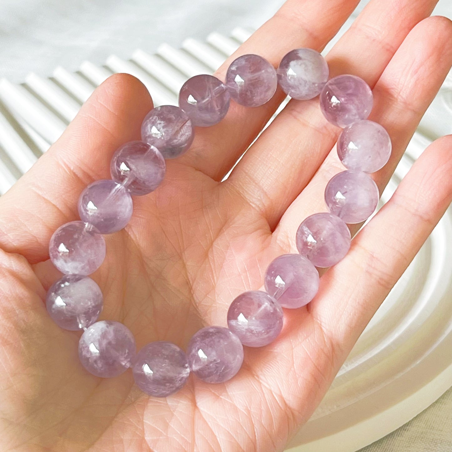 Crown Chakra Natural Lavender Amethyst Crystal Bracelet-Ninaouity
