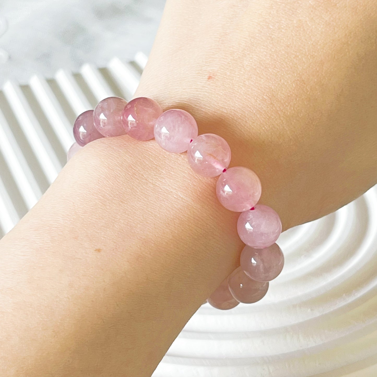 Heart Chakra Natural Madagascar Rose Quartz Crystal Bracelet-Ninaouity