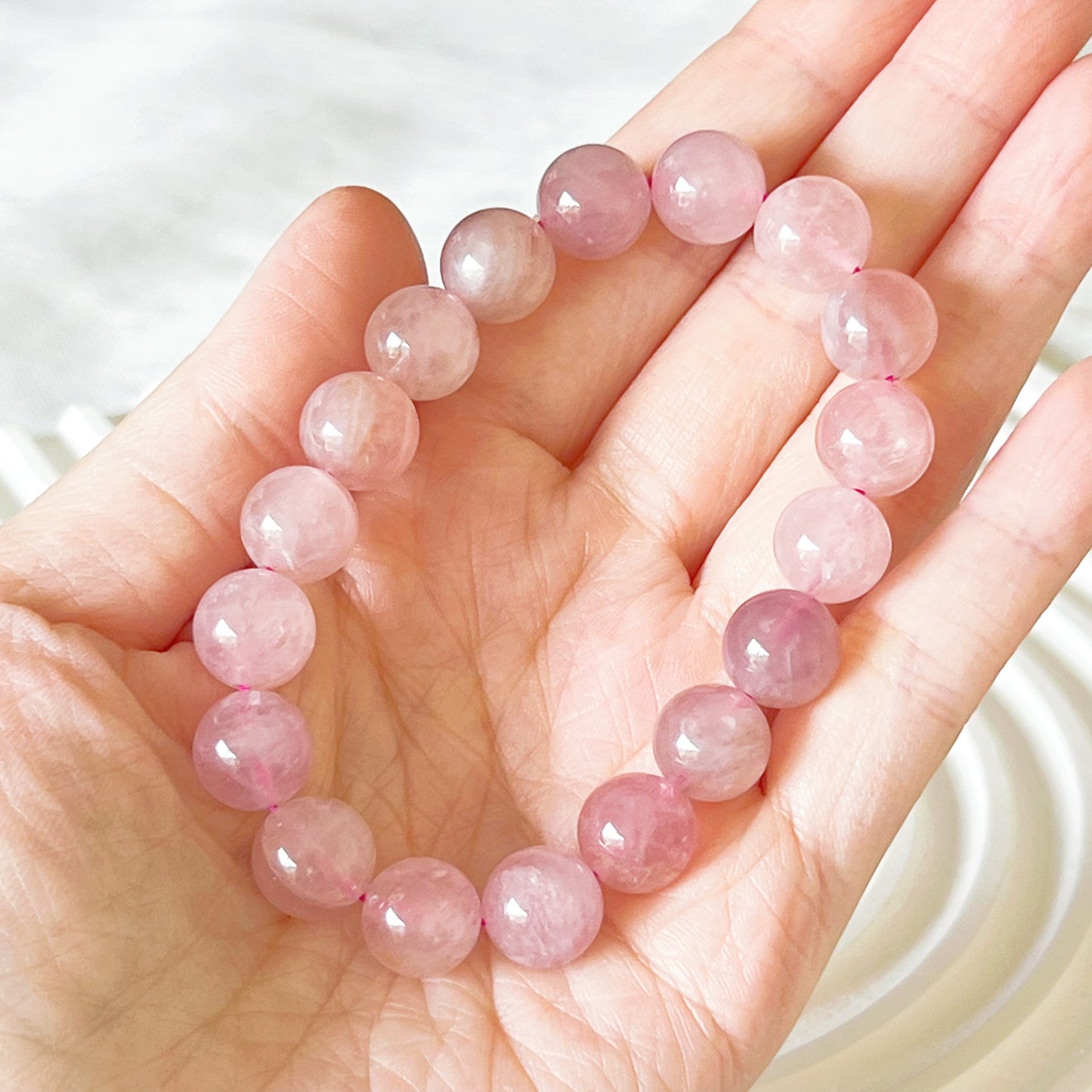 Heart Chakra Natural Madagascar Rose Quartz Crystal Bracelet-Ninaouity