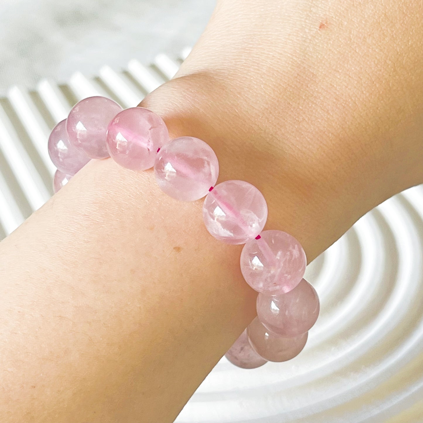 Heart Chakra Natural Mozambique Rose Quartz Crystal Bracelet-Ninaouity