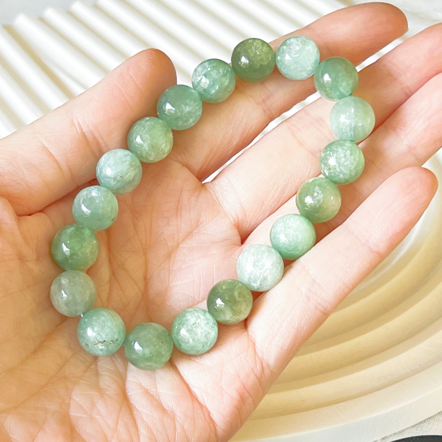 Heart Chakra Light Green Lepidolite Crystal Bracelet-Ninaouity