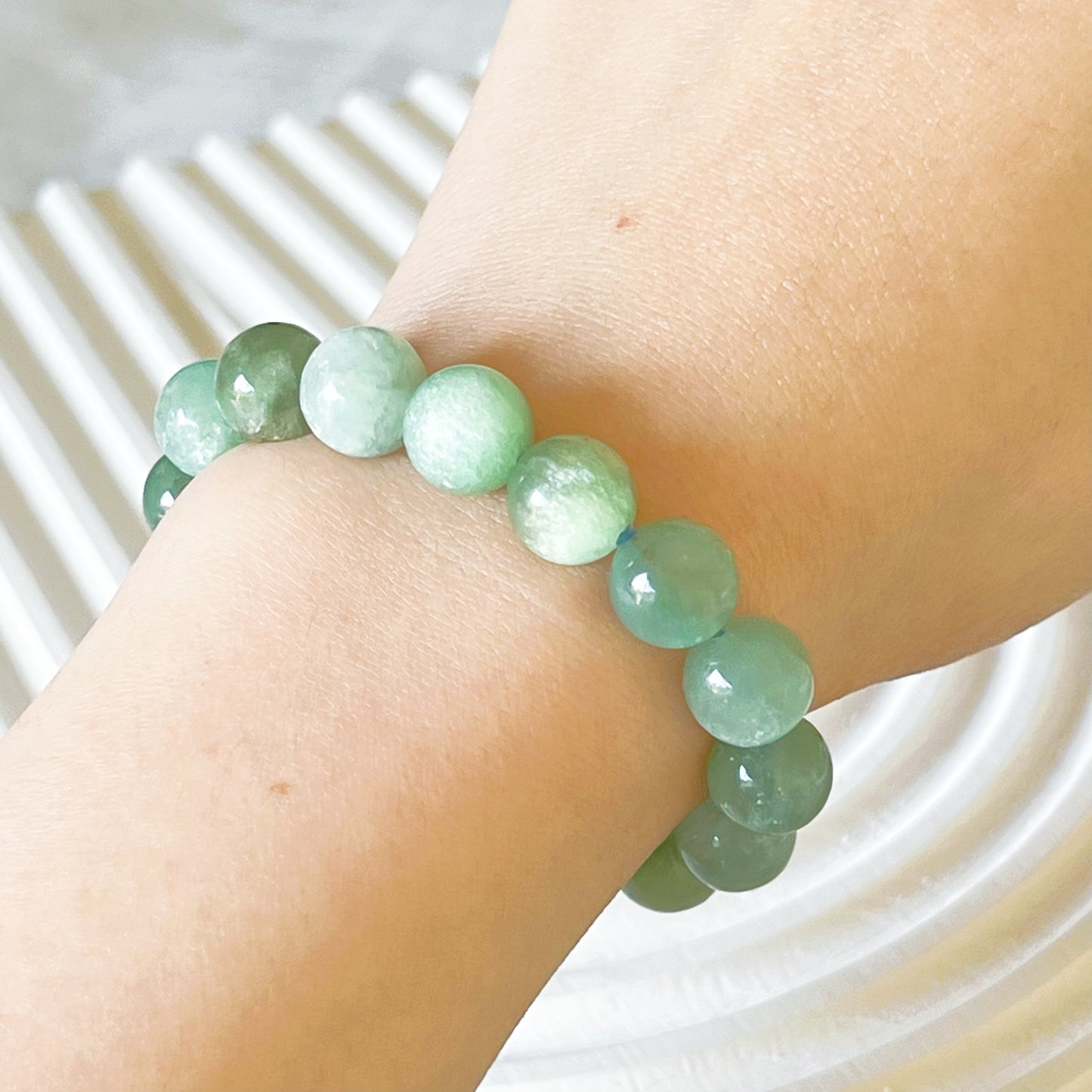 Heart Chakra Light Green Lepidolite Crystal Bracelet-Ninaouity