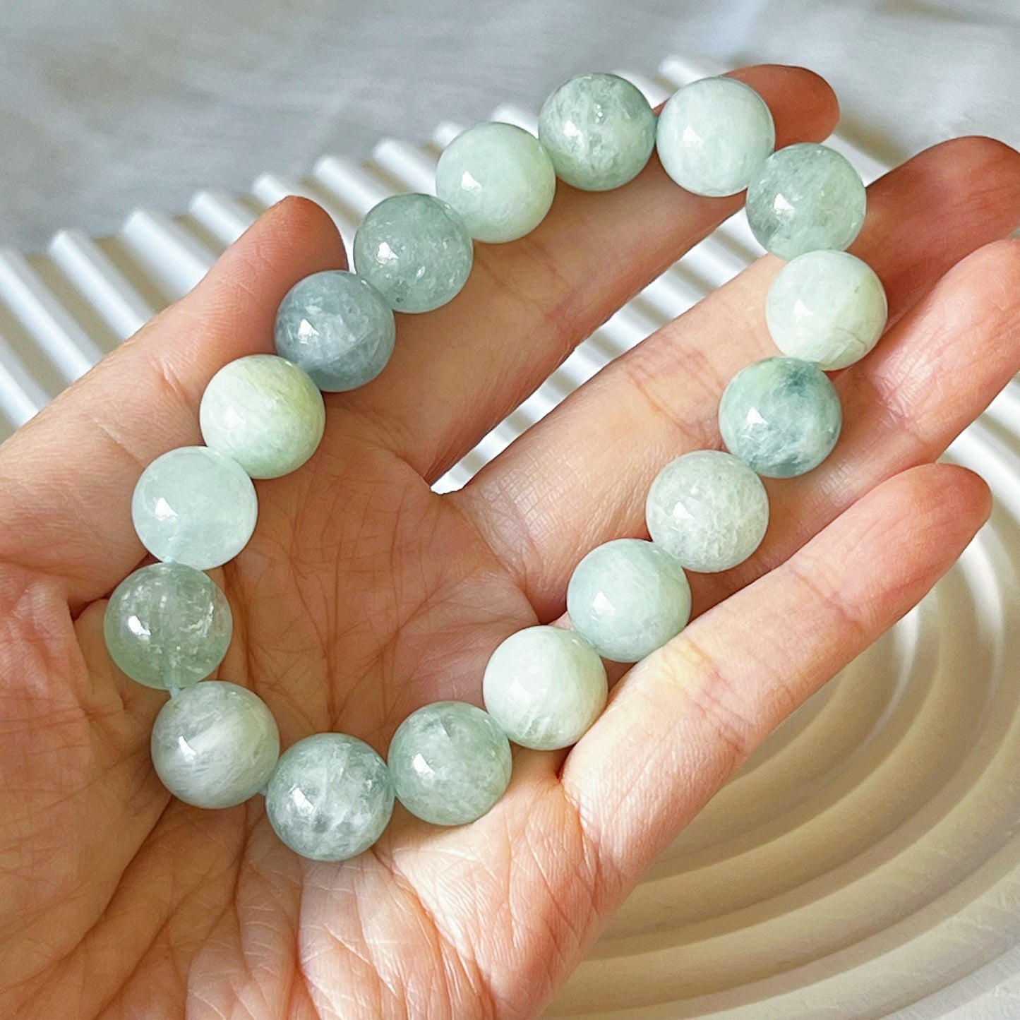 Throat Chakra Natural Green Tone Aquamarine Crystal Bracelet-Ninaouity