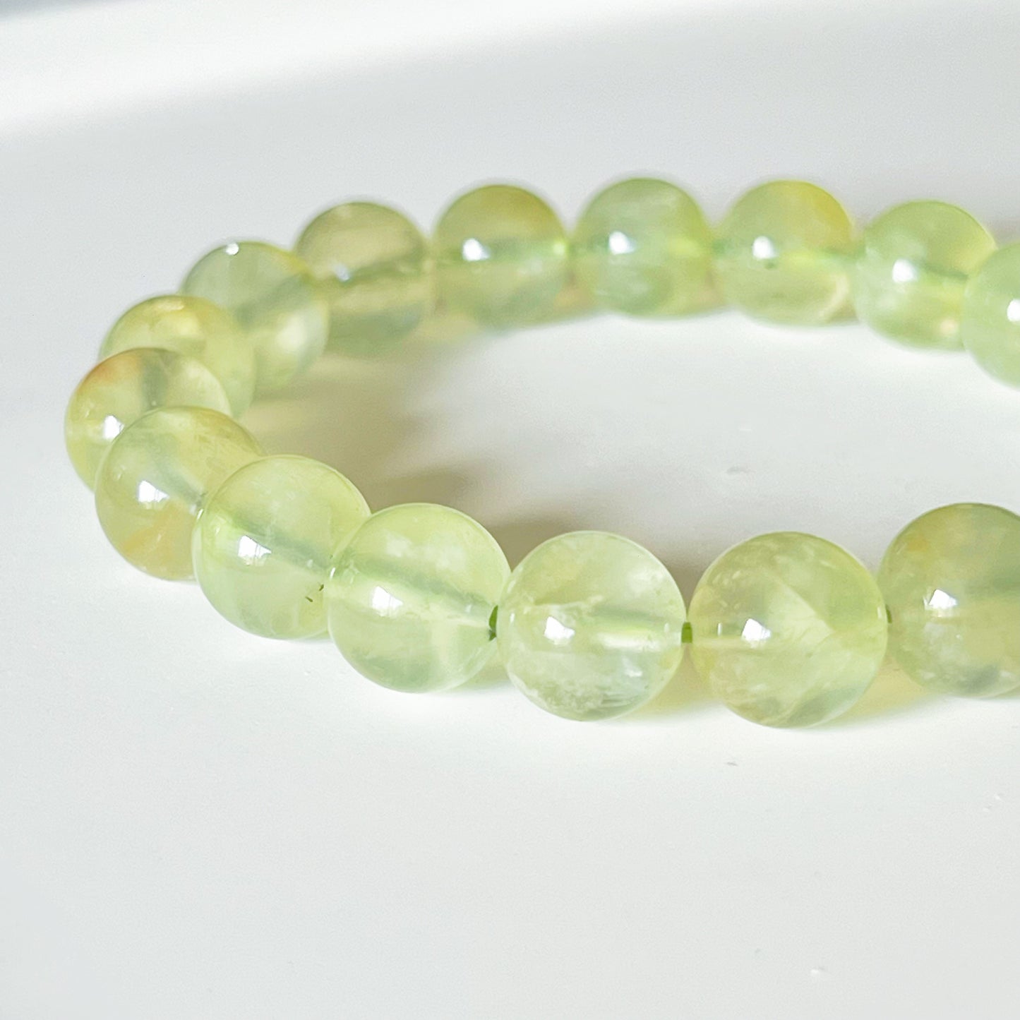 Heart Chakra Clear Green Yellow Prehnite Crystal Bracelet-Ninaouity