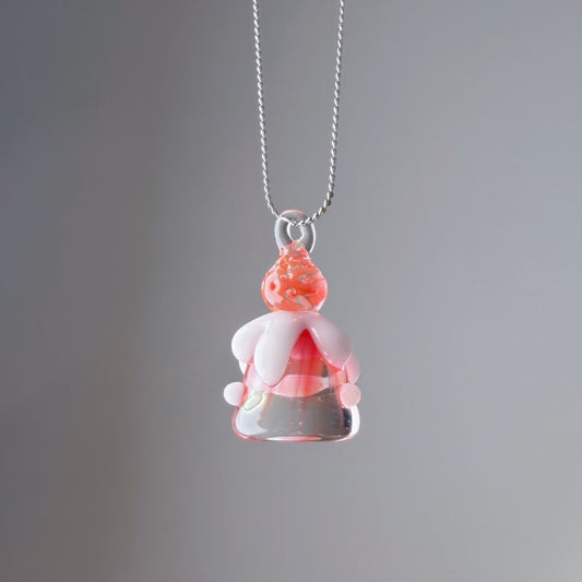 Handmade Glass Strawberry Cake Pendant Necklace