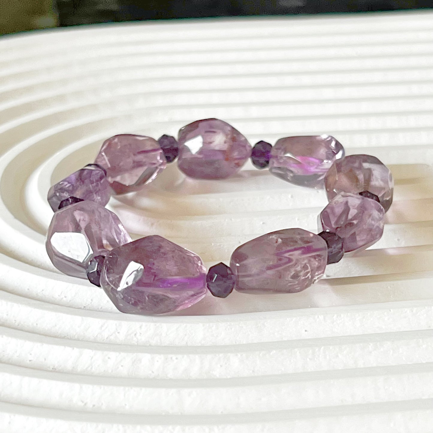 Crown Chakra Natural Amethyst Crystal Freeform Cut Bracelet-Ninaouity