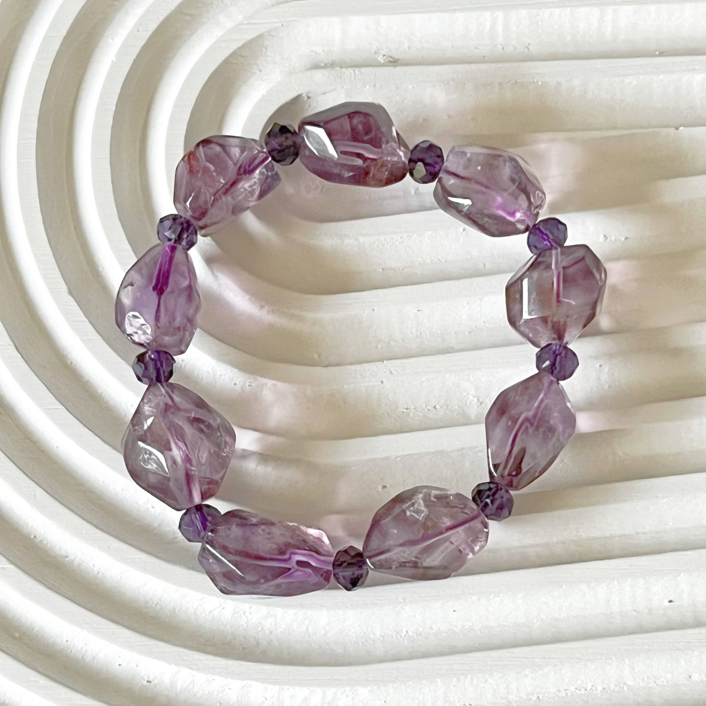 Crown Chakra Natural Amethyst Crystal Freeform Cut Bracelet-Ninaouity