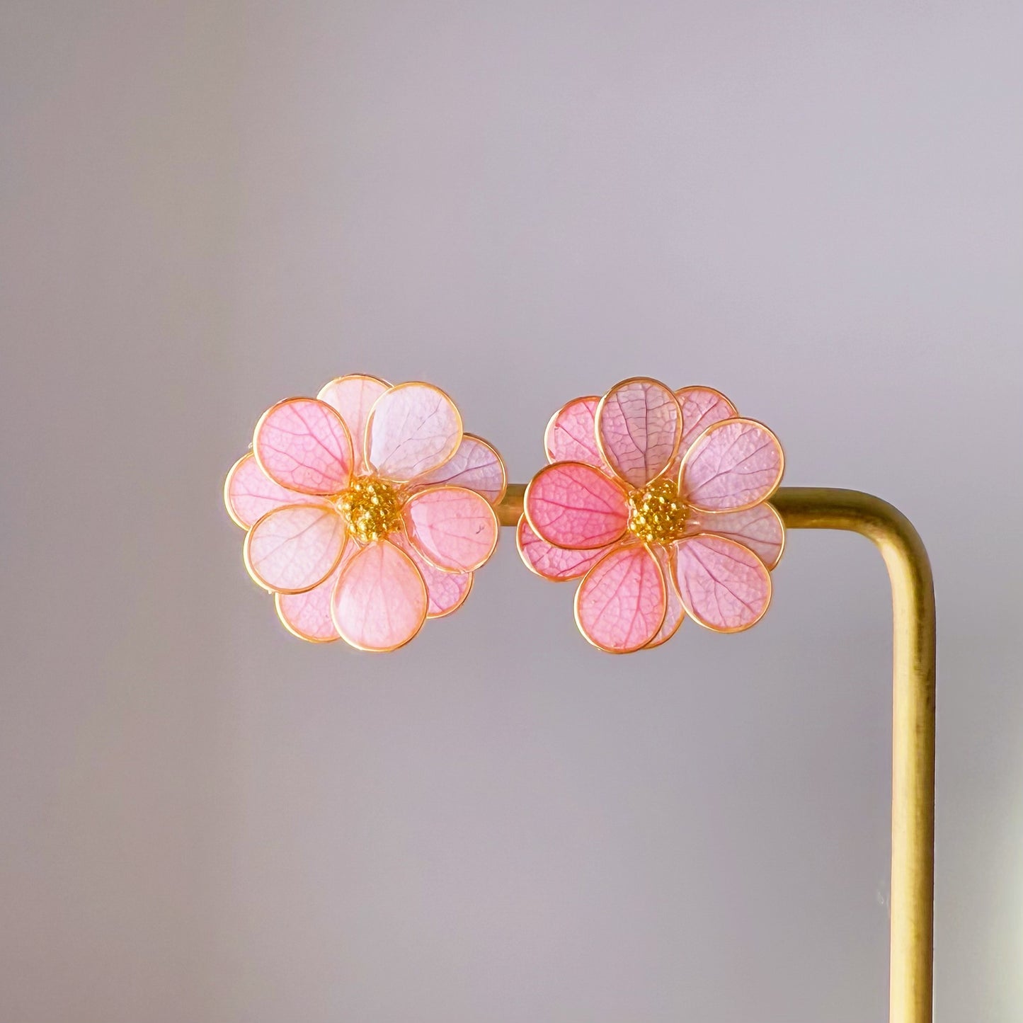 Handmade Macaron Colour Dried Hydrangeas Flower Petals Earrings