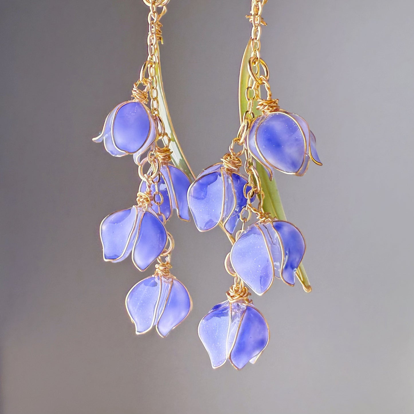 Handmade Spring Bluebells Flower Drop Earrings
