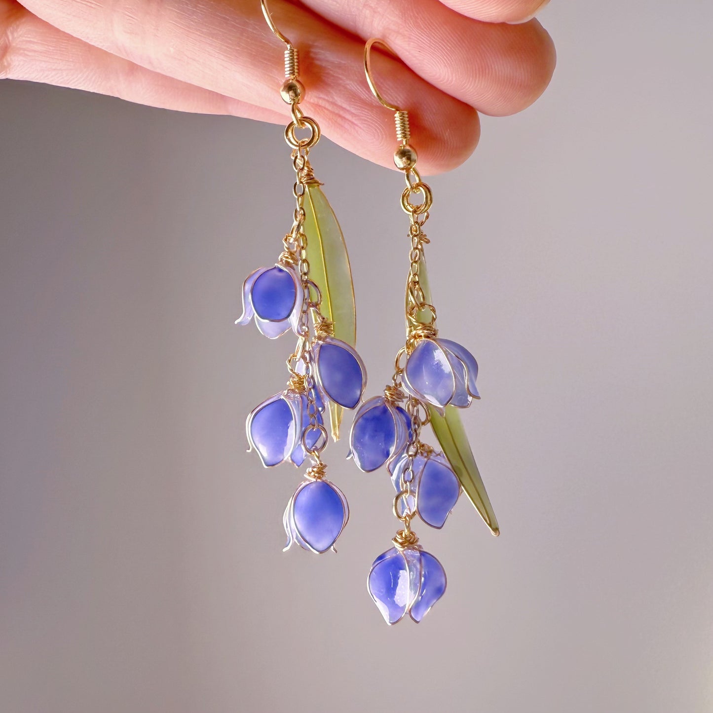 Handmade Spring Bluebells Flower Drop Earrings