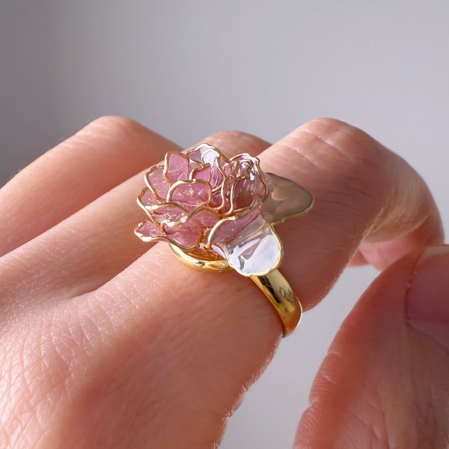 Handmade Purple Rose Flower Ring