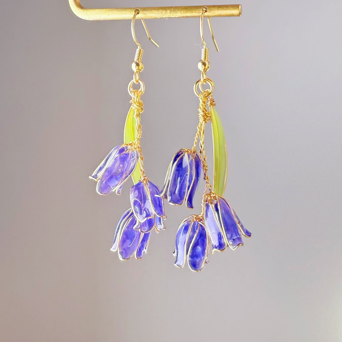 Handmade Large Spring Bluebells Flower Earrings