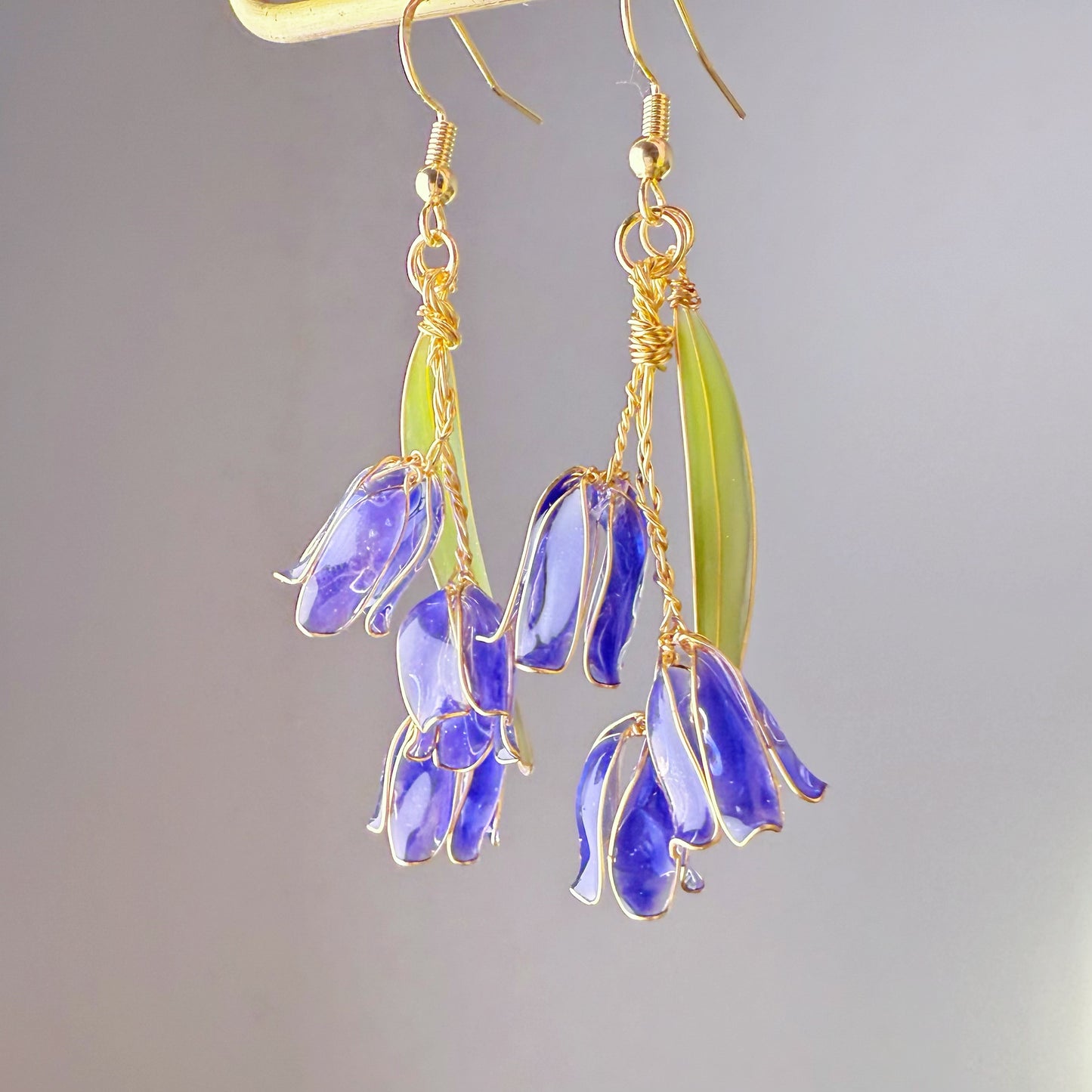 Handmade Large Spring Bluebells Flower Earrings