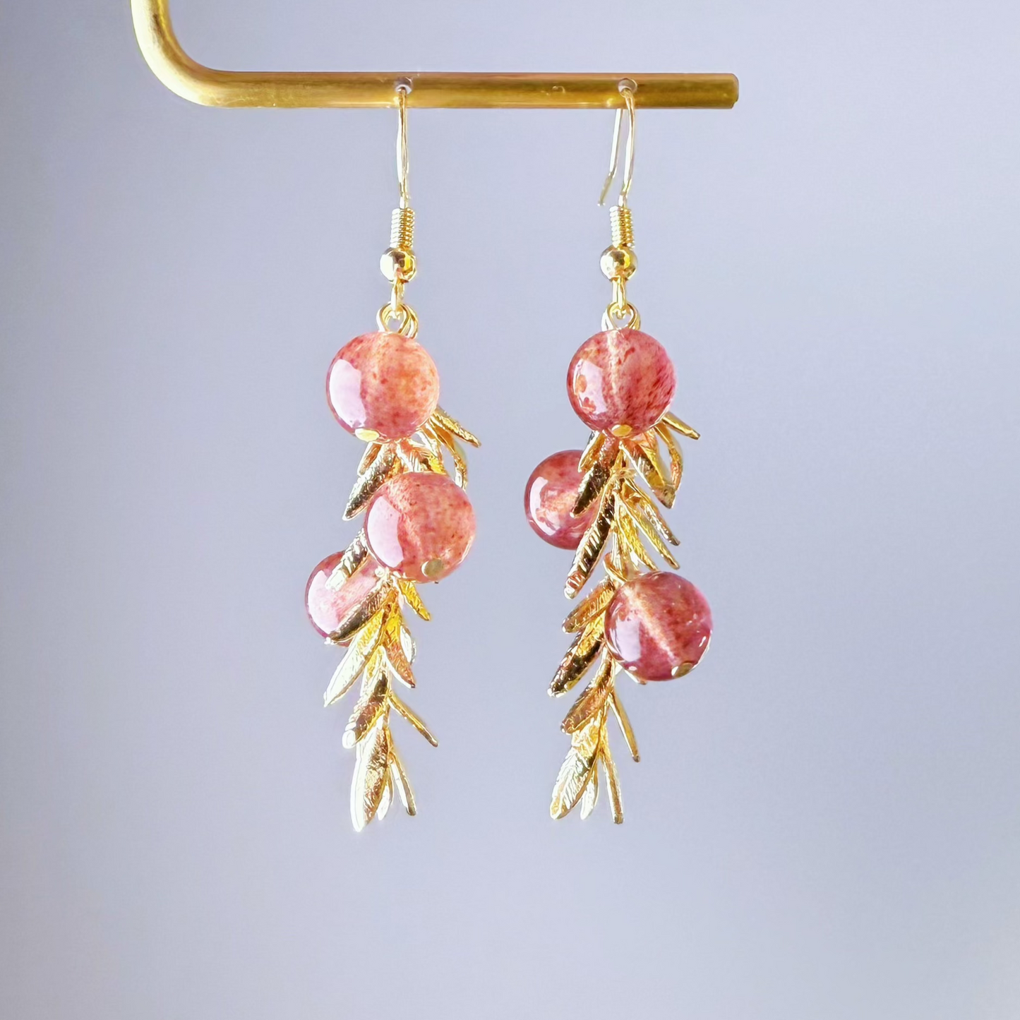Handmade English Yew Berries and Leave Drop Earrings