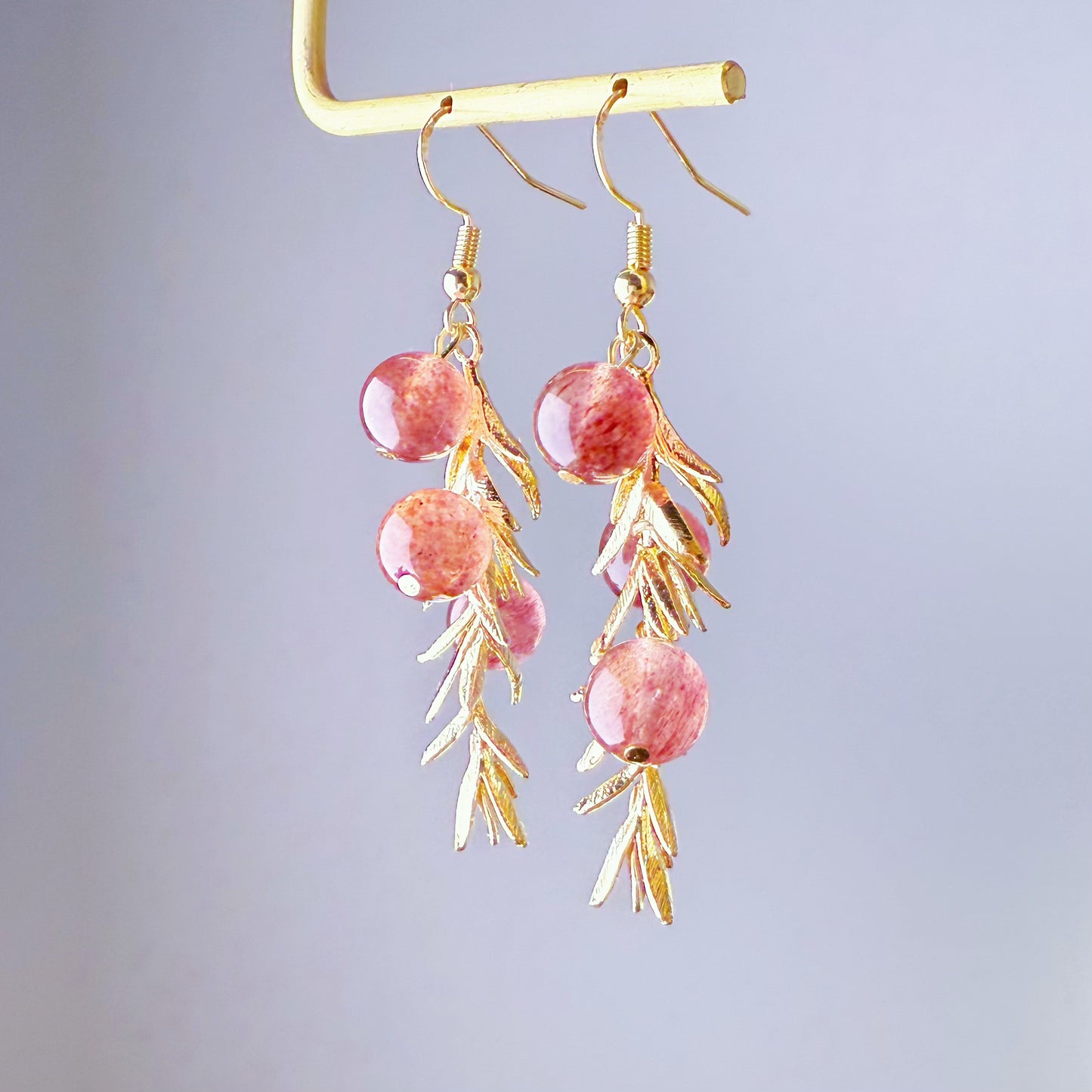 Handmade English Yew Berries and Leave Drop Earrings