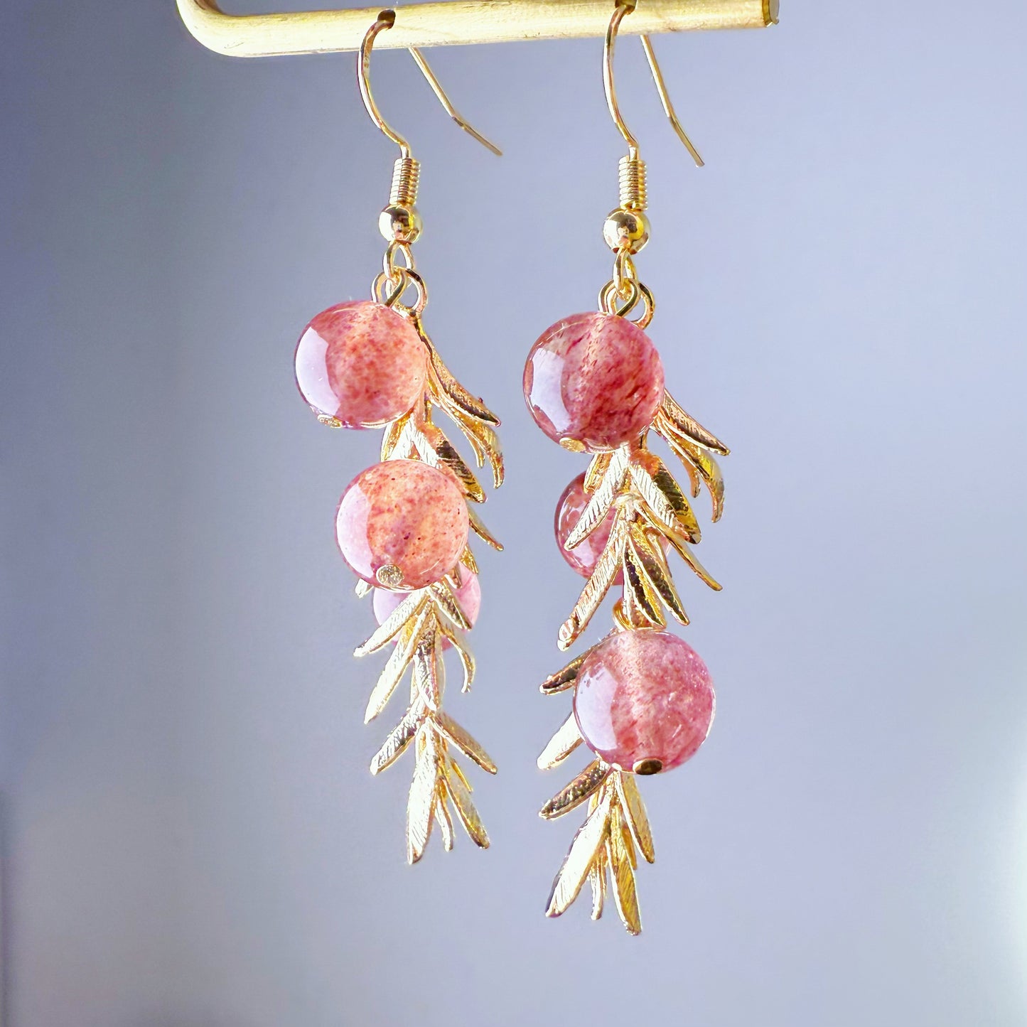 Handmade English Yew Berries and Leave Drop Earrings
