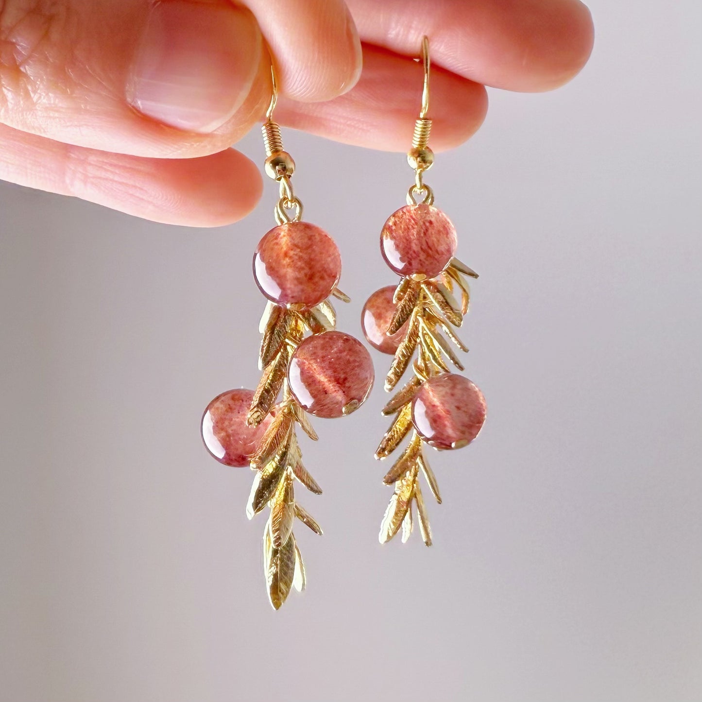 Handmade English Yew Berries and Leave Drop Earrings