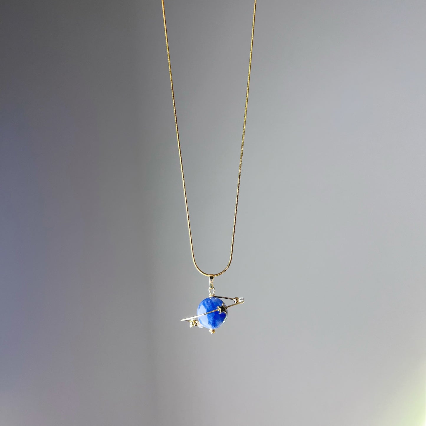 Kyanite Planet and Star Pendant Necklace-Ninaouity
