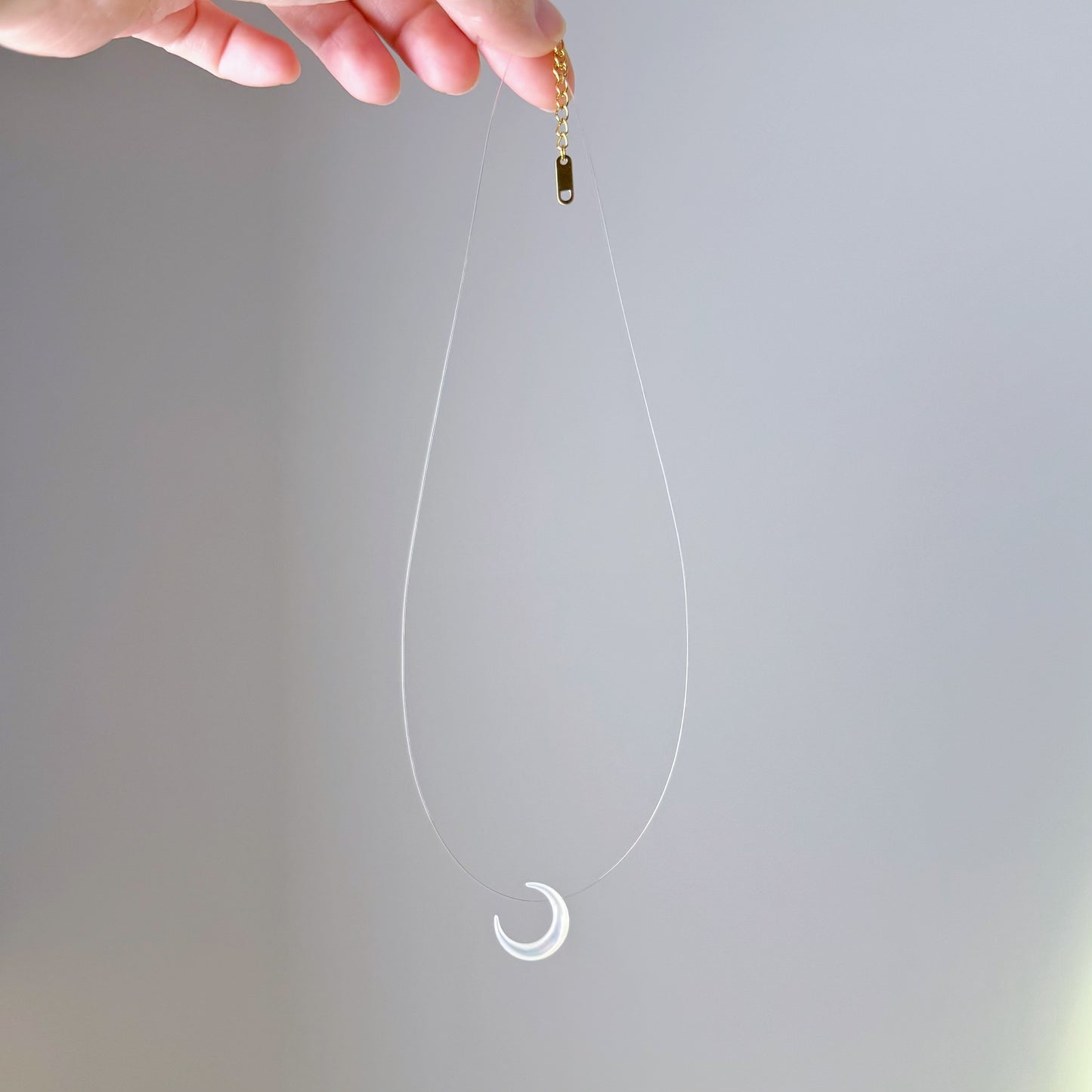 Handmade Crescent Moon with Invisible Chain Necklace