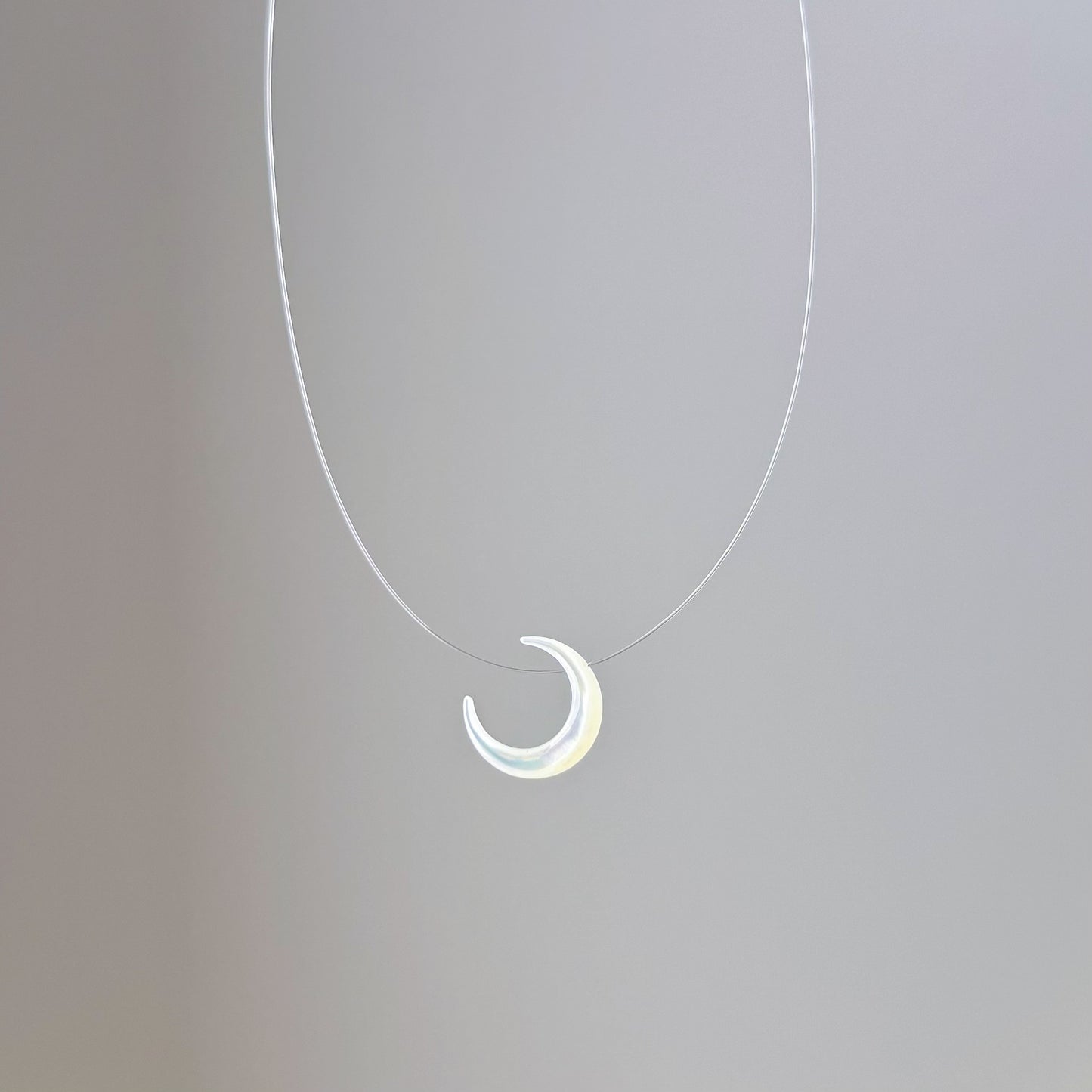 Handmade Crescent Moon with Invisible Chain Necklace
