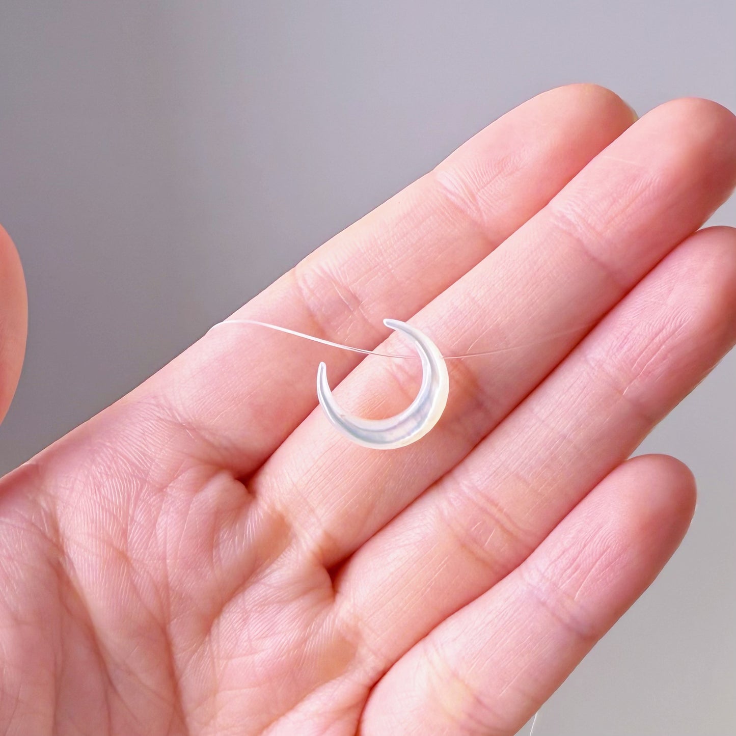 Handmade Crescent Moon with Invisible Chain Necklace
