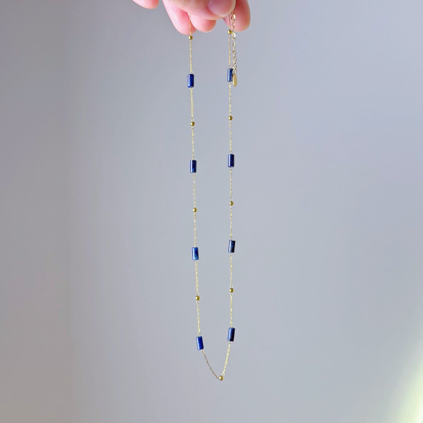 Handmade Lapis Lazuli Tube Crystal Necklace