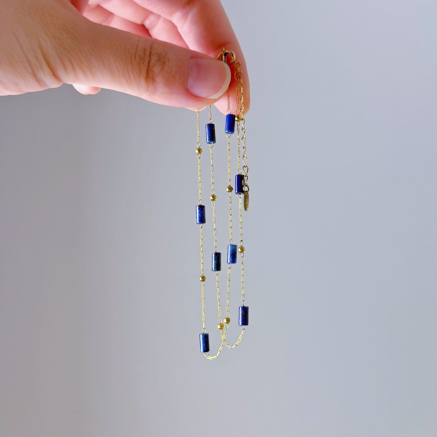 Handmade Lapis Lazuli Tube Crystal Necklace