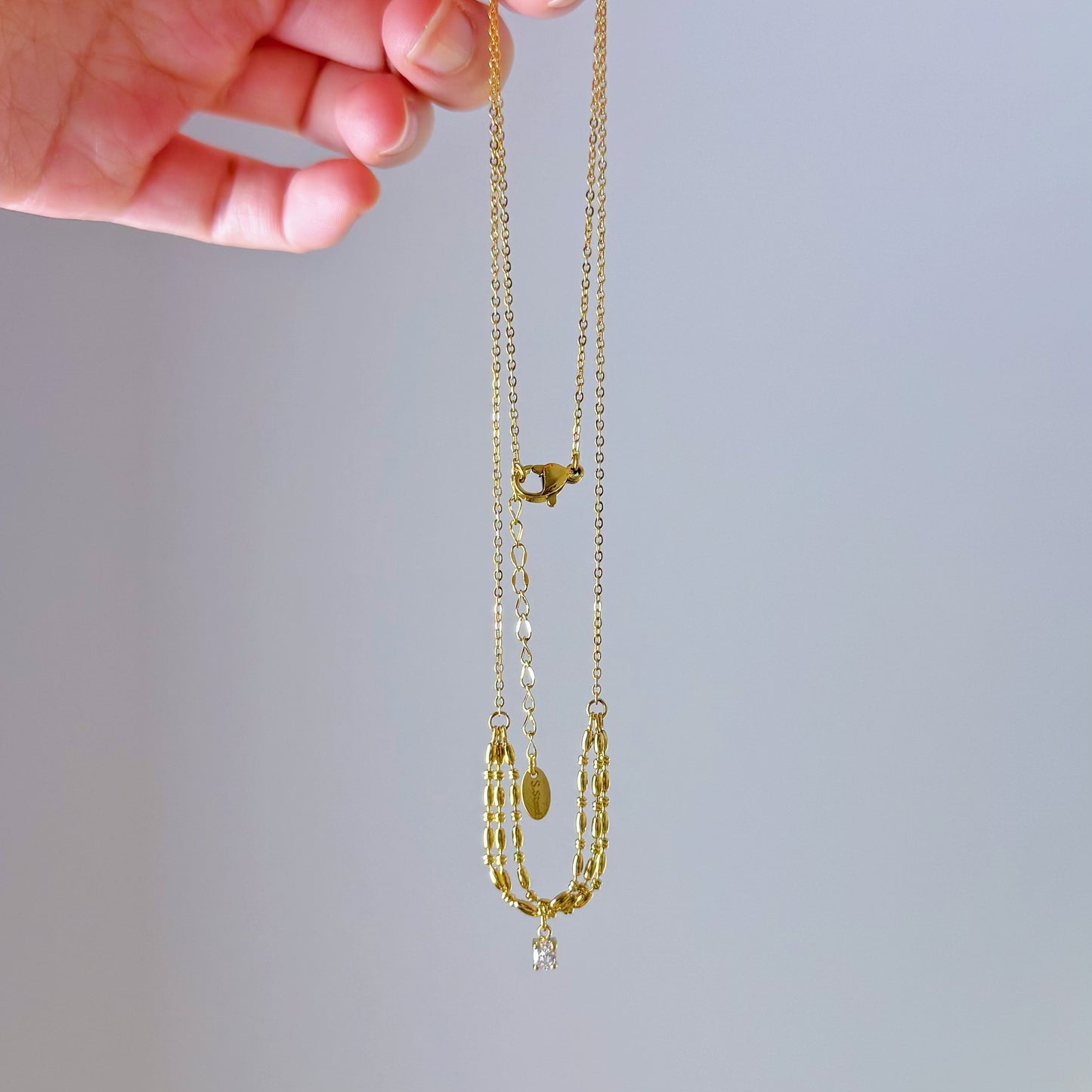 Handmade Water drop and Grain Chain Necklace