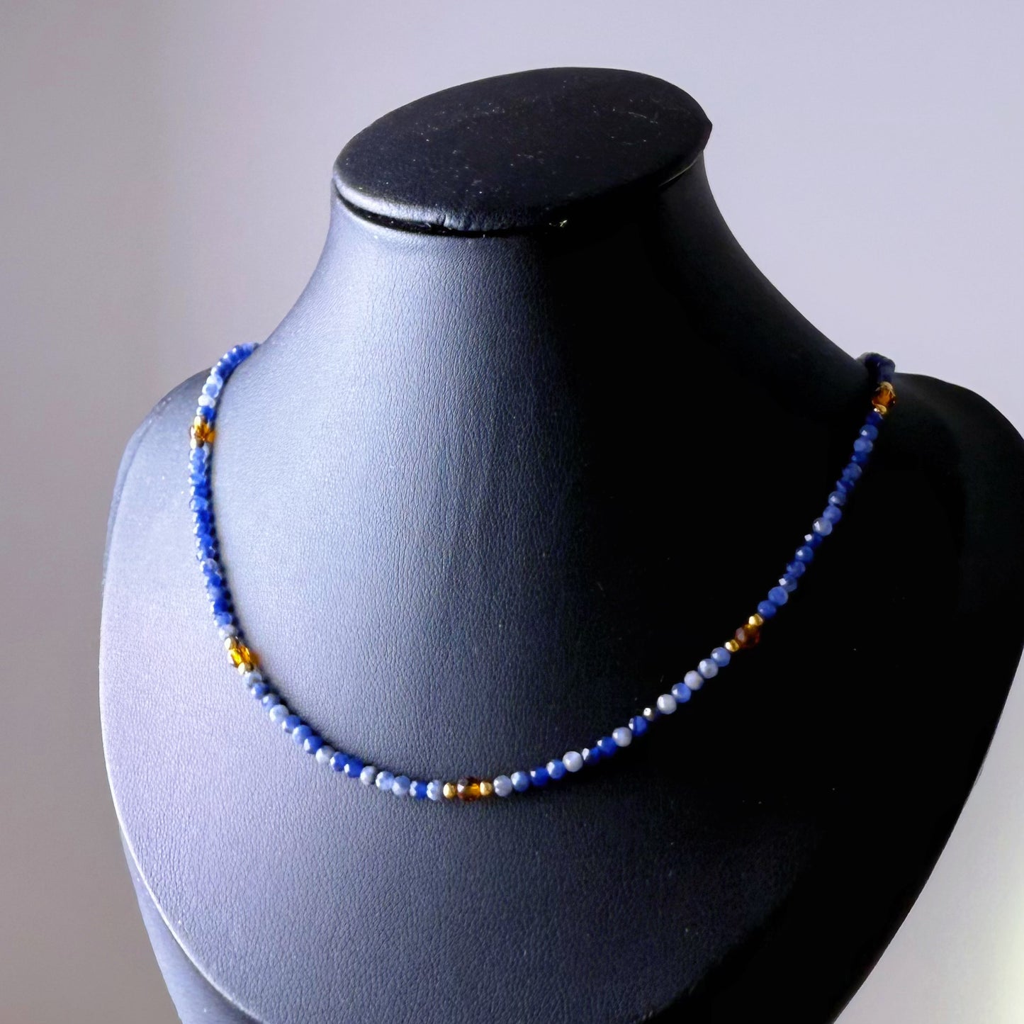 Handmade Natural Mini Sodalite Bead Crystal Necklace