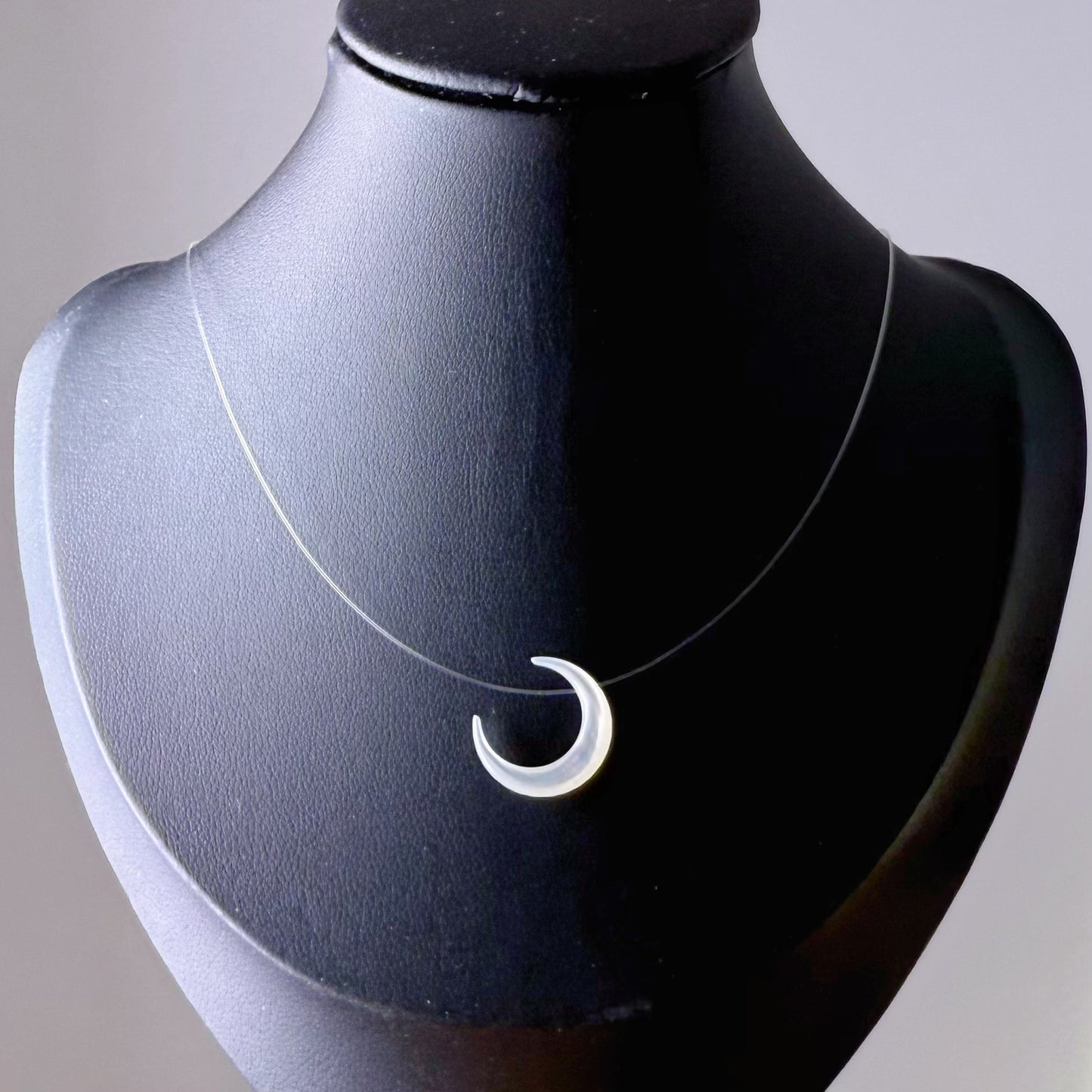 Handmade Crescent Moon with Invisible Chain Necklace