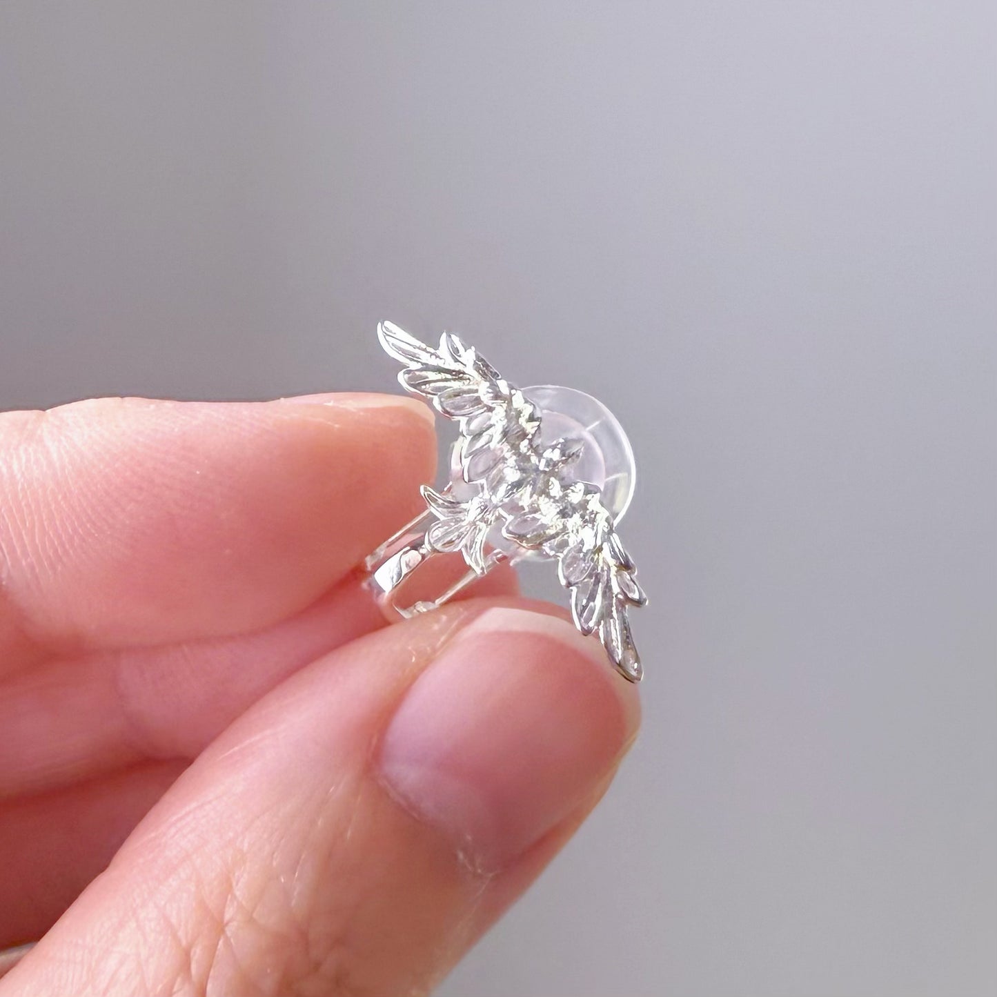 Silver Flying Dove Bird Shape Clip-On Earrings